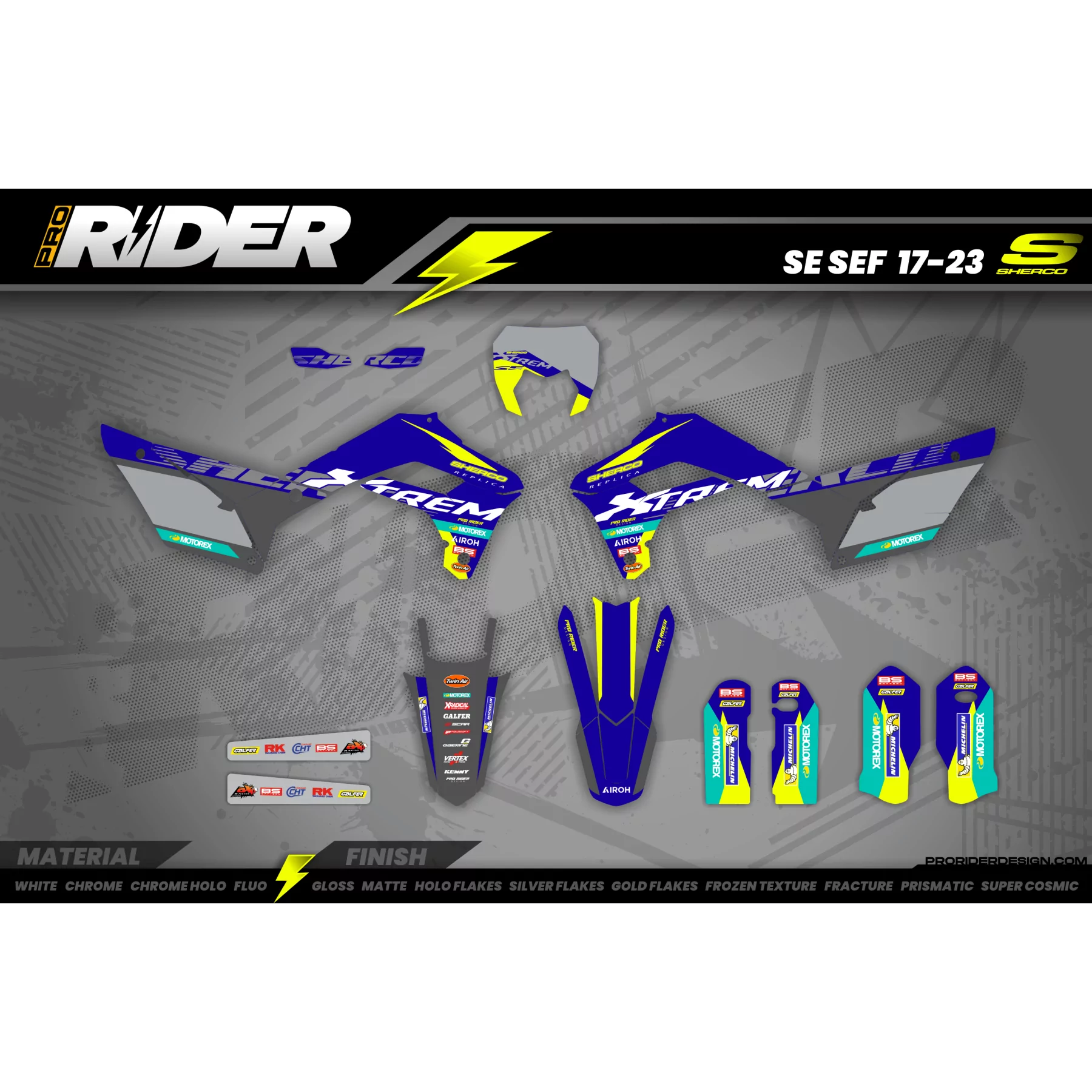 Persönliches Dekorset SHERCO ENDURO REPLICA ORIGINE XTREM 25 - OEM - SE / SE-R / SEF / SEF-R / SC / SCF 125-250-300-450