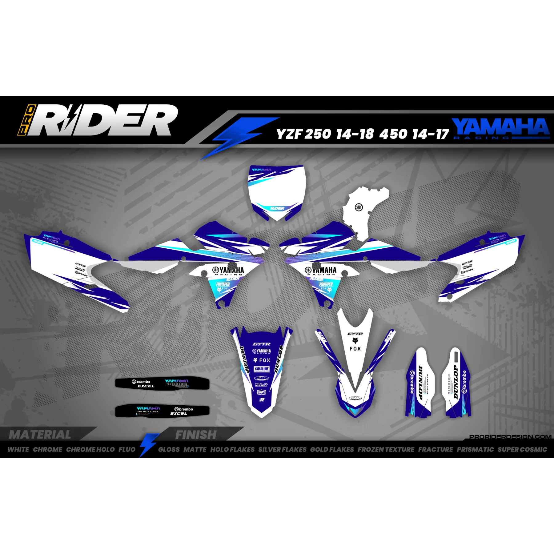 Kit adesivos MOTOCROSS YAMAHA YZ/YZF/WRF IMPULSE BLUE - KIT ADESIVOS MOTO YAMAHA