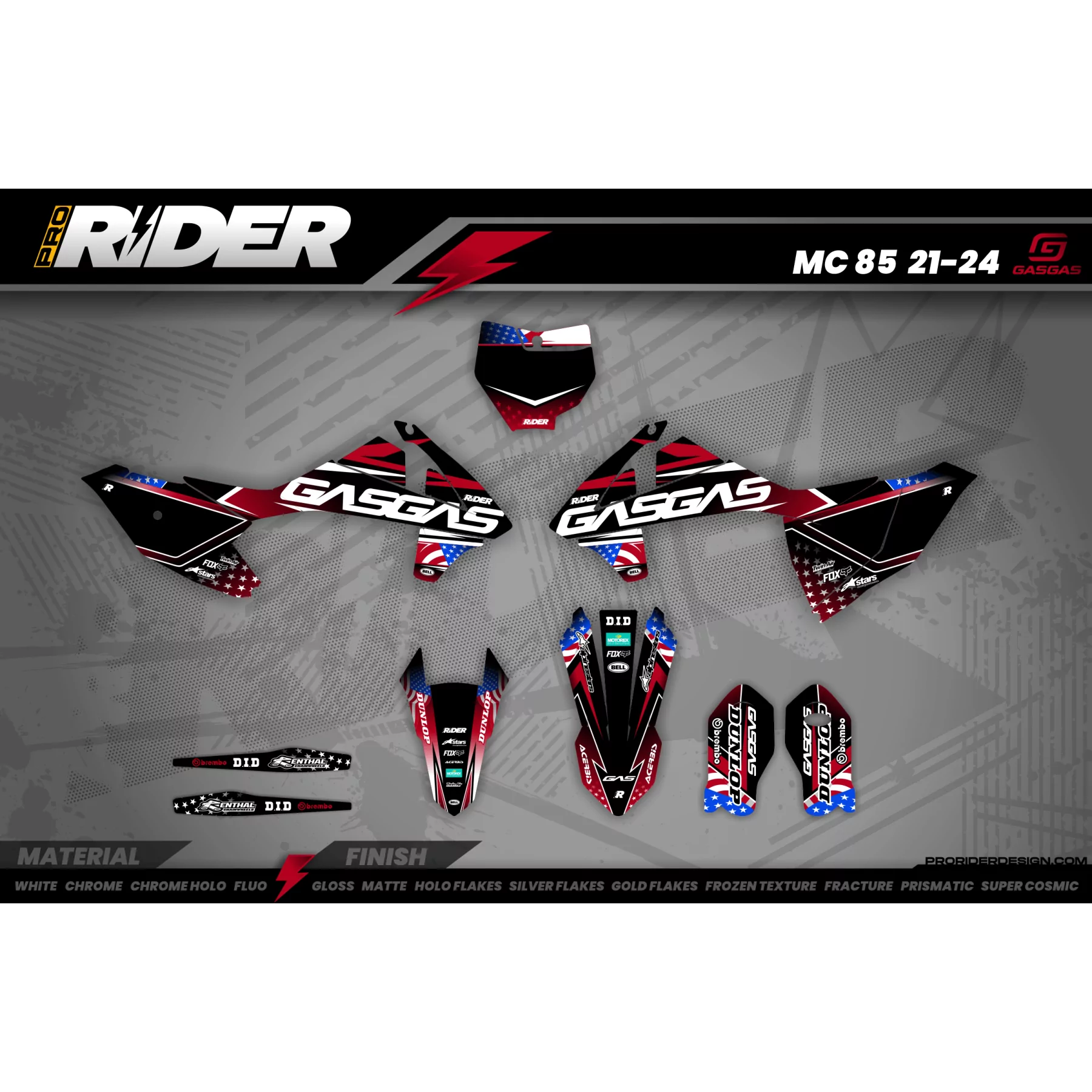 Stickerset MOTOCROSS GASGAS US DRIVE - STICKERSET MOTO GASGAS