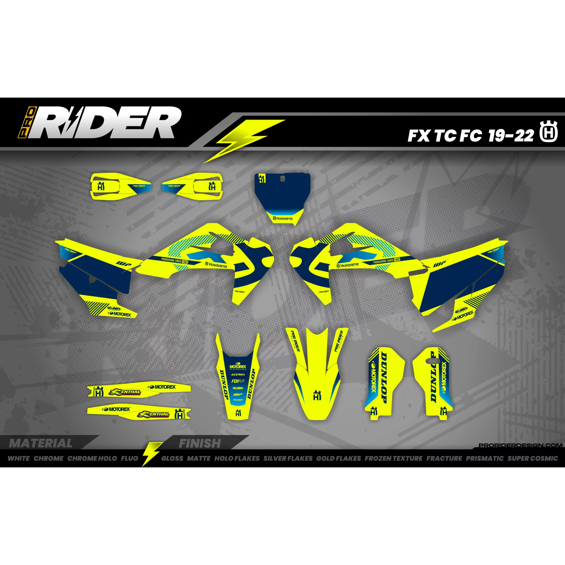 Stickerset MOTOCROSS HUSQVARNA NEON FACTORY - STICKERSET MOTO HUSQVARNA