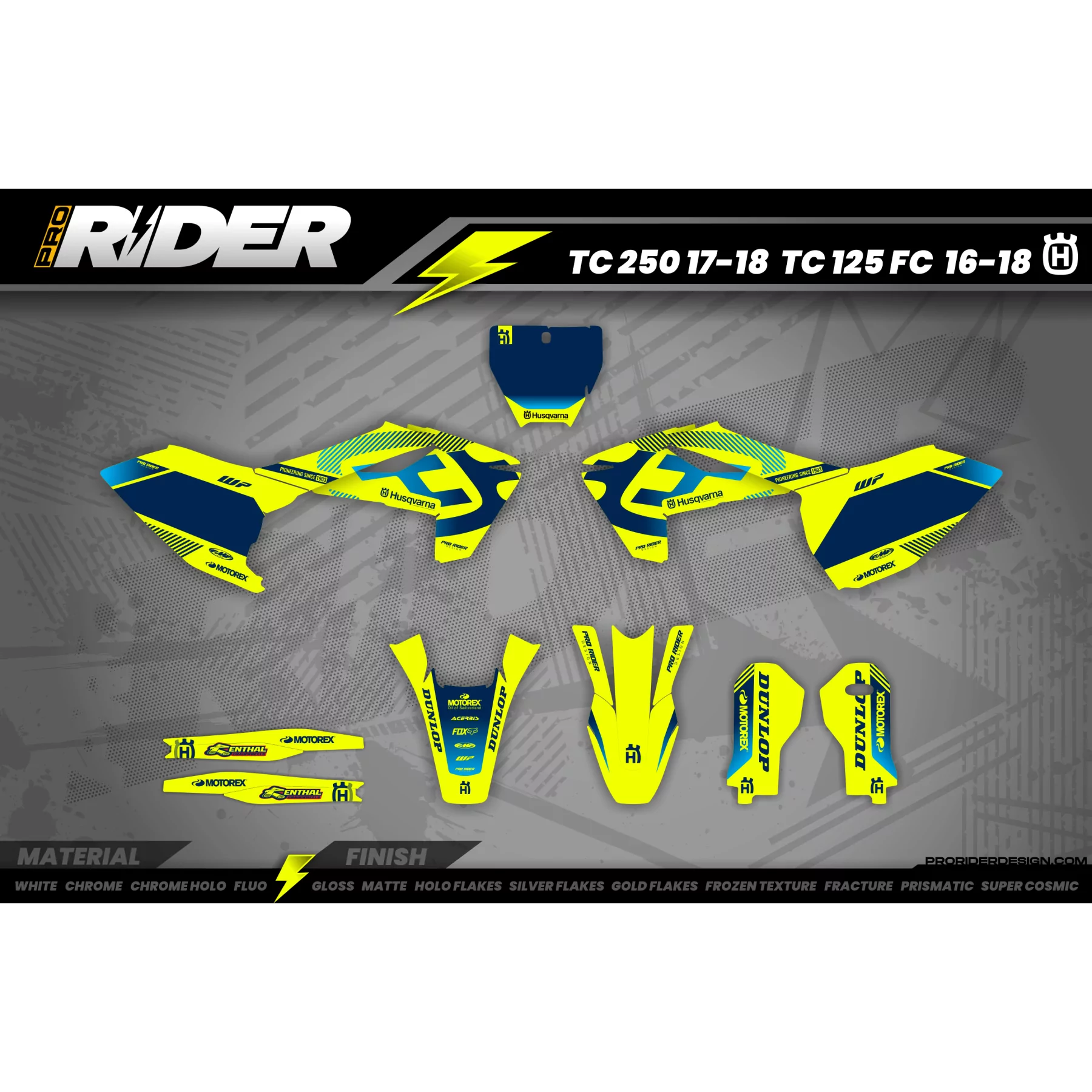 Kit adesivos MOTOCROSS HUSQVARNA NEON FACTORY - KIT DÉCO MOTO HUSQVARNA