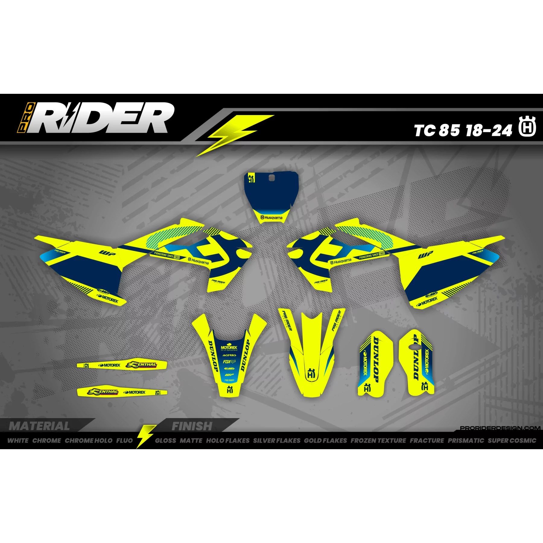 HUSQVARNA NEON FACTORY MOTOCROSS KIT DECO  - KIT DÉCO MOTO HUSQVARNA