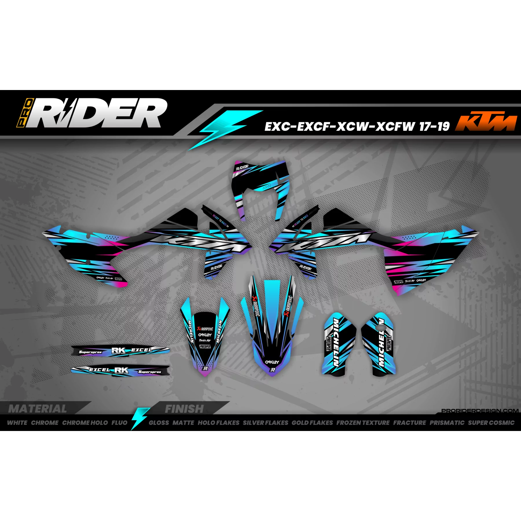 Kit adhesivos MOTOCROSS KTM BLUE LUMEN  - Kit adhesivos MOTO KTM