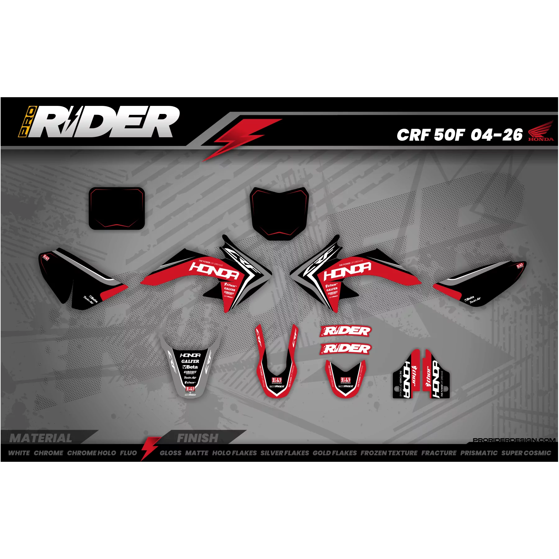 Kit adesivos Motocross HONDA BLACKUP RED TOUCH - KIT ADESIVOS MOTOCROSS ENDURO