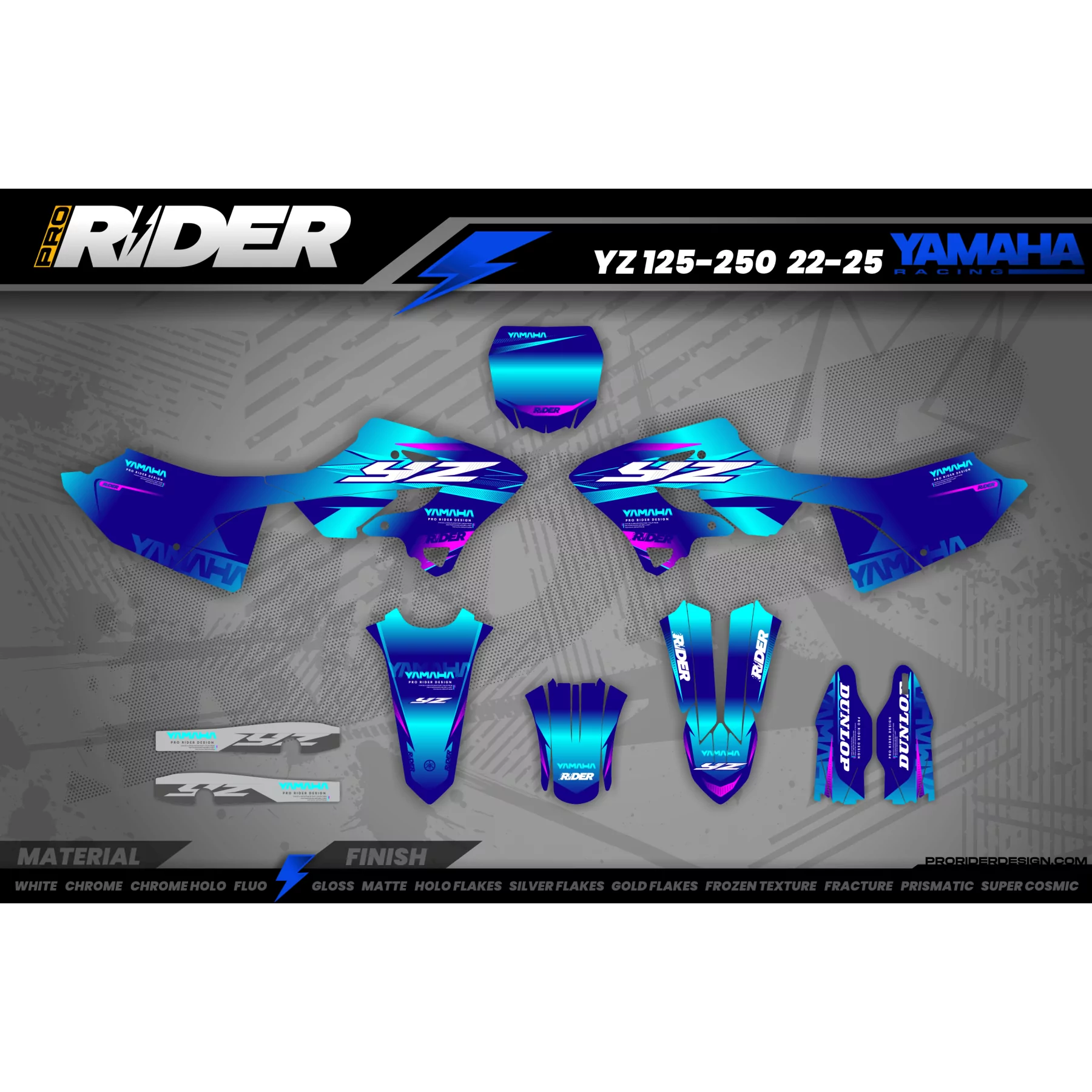 Stickerset Motocross YAMAHA BLUE BOLD - Stickerset MOTO YAMAHA