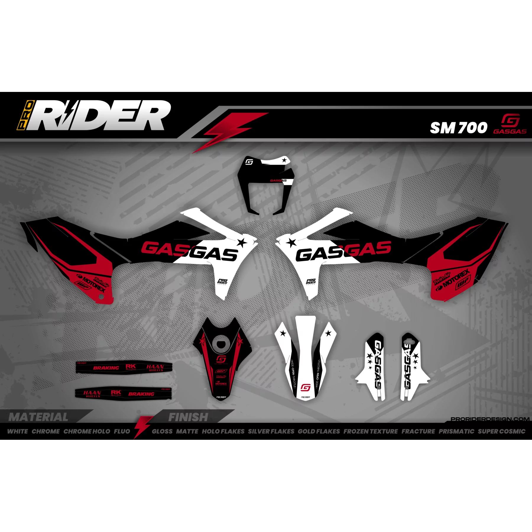 Kit adesivos PERSO GASGAS STAR RED - KIT ADESIVOS MOTOCROSS / ENDURO GAS GAS