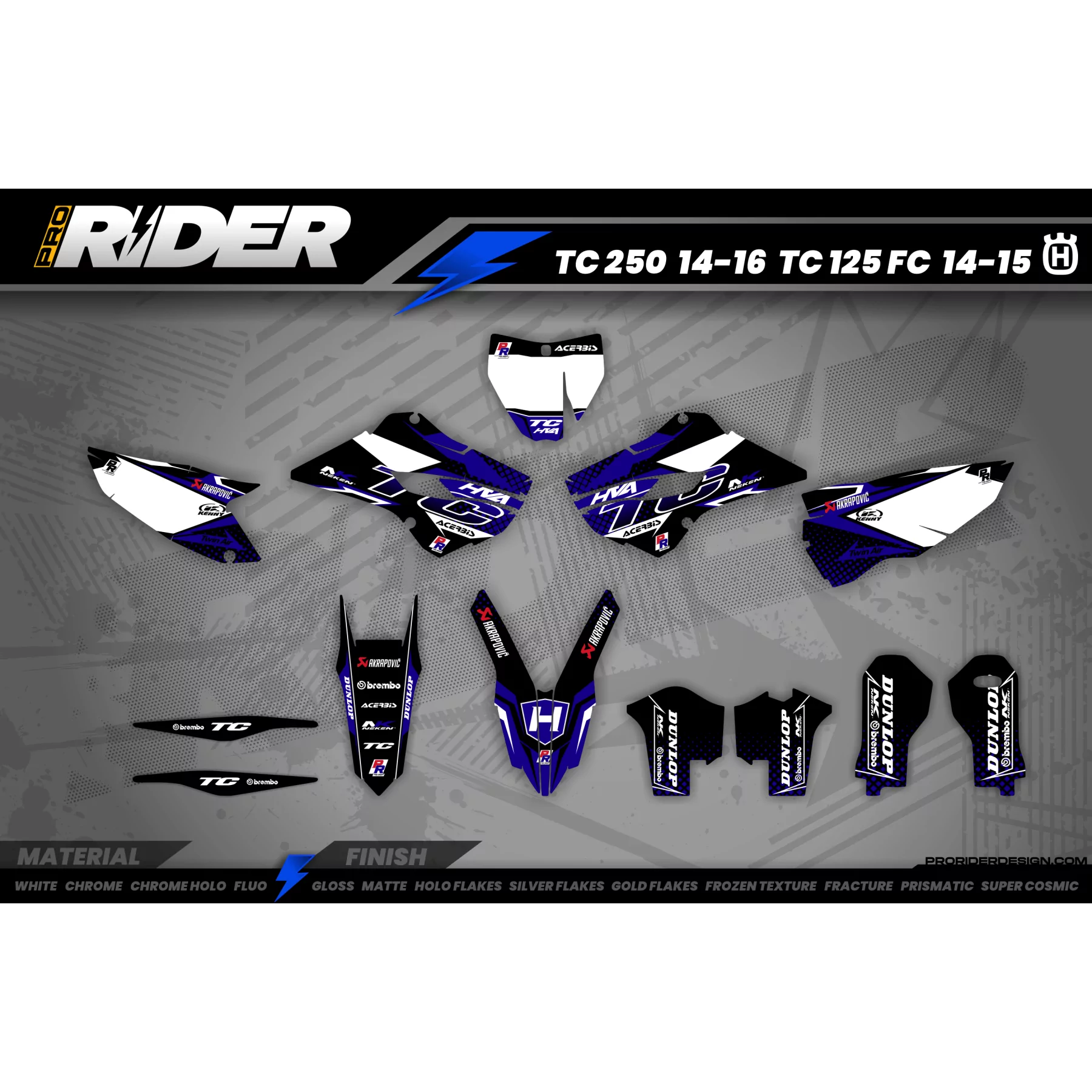 Kit adhesivos Motocross Husqvarna FACTORY ENERGY azul|negro (ref:prda33i2)  - Kit adhesivos HUSQVARNA MOTOCROSS / ENDURO