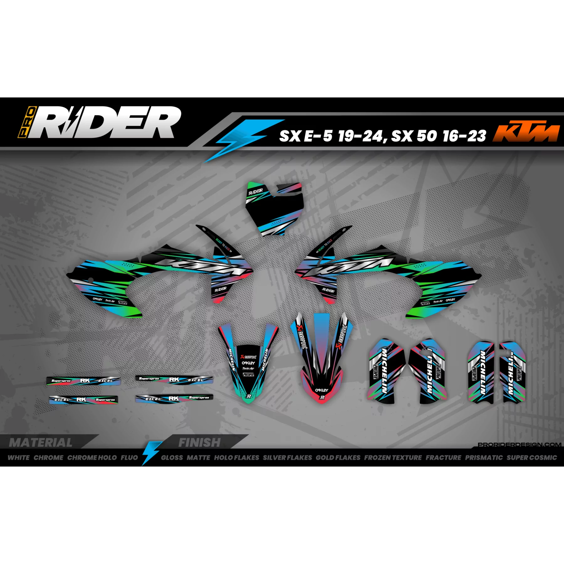 Kit adhesivos MOTOCROSS KTM GREEN LUMEN  - Kit adhesivos MOTO KTM