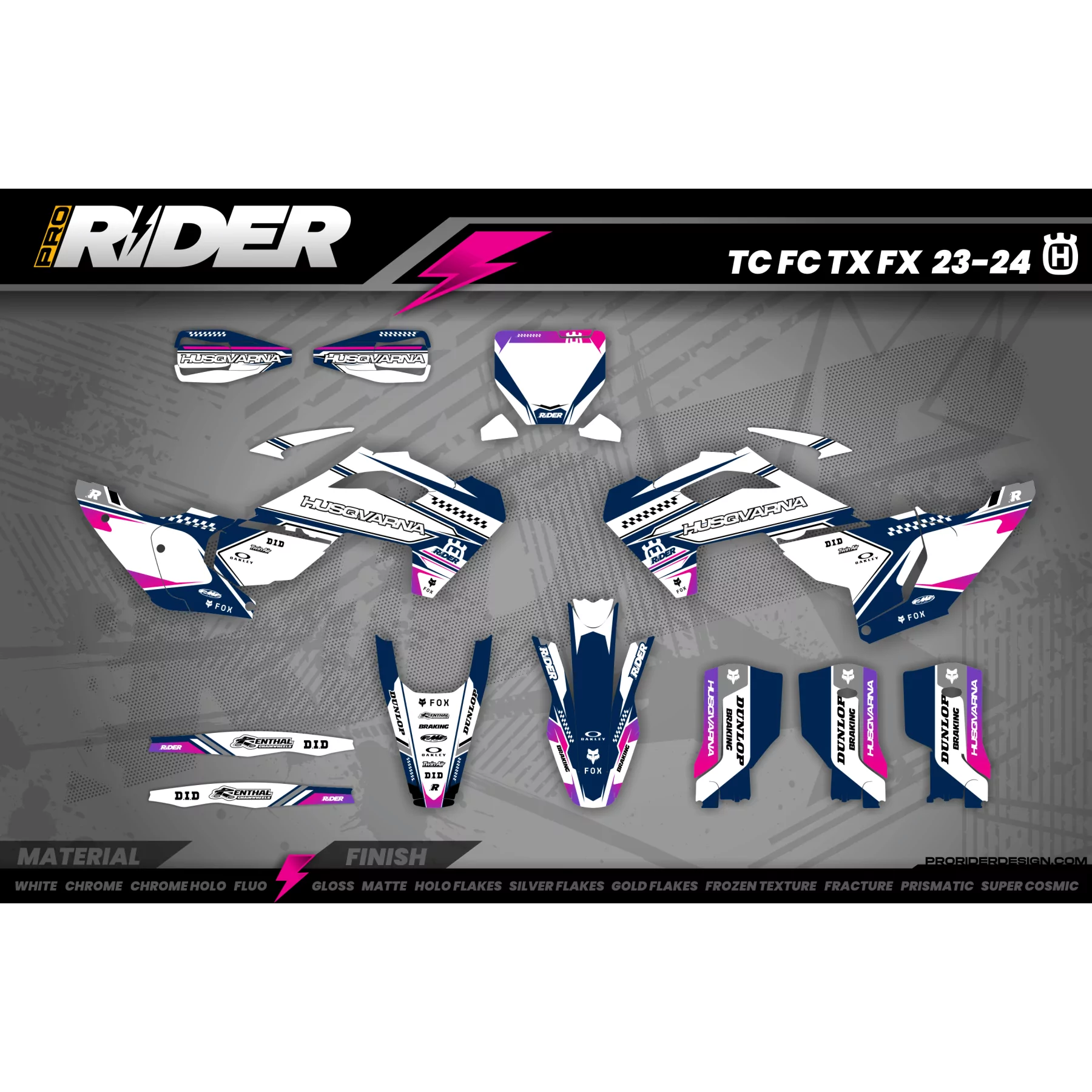 Kit adhesivos MOTOCROSS HUSQVARNA BLUE ORIGIN  - Kit adhesivos MOTO HUSQVARNA