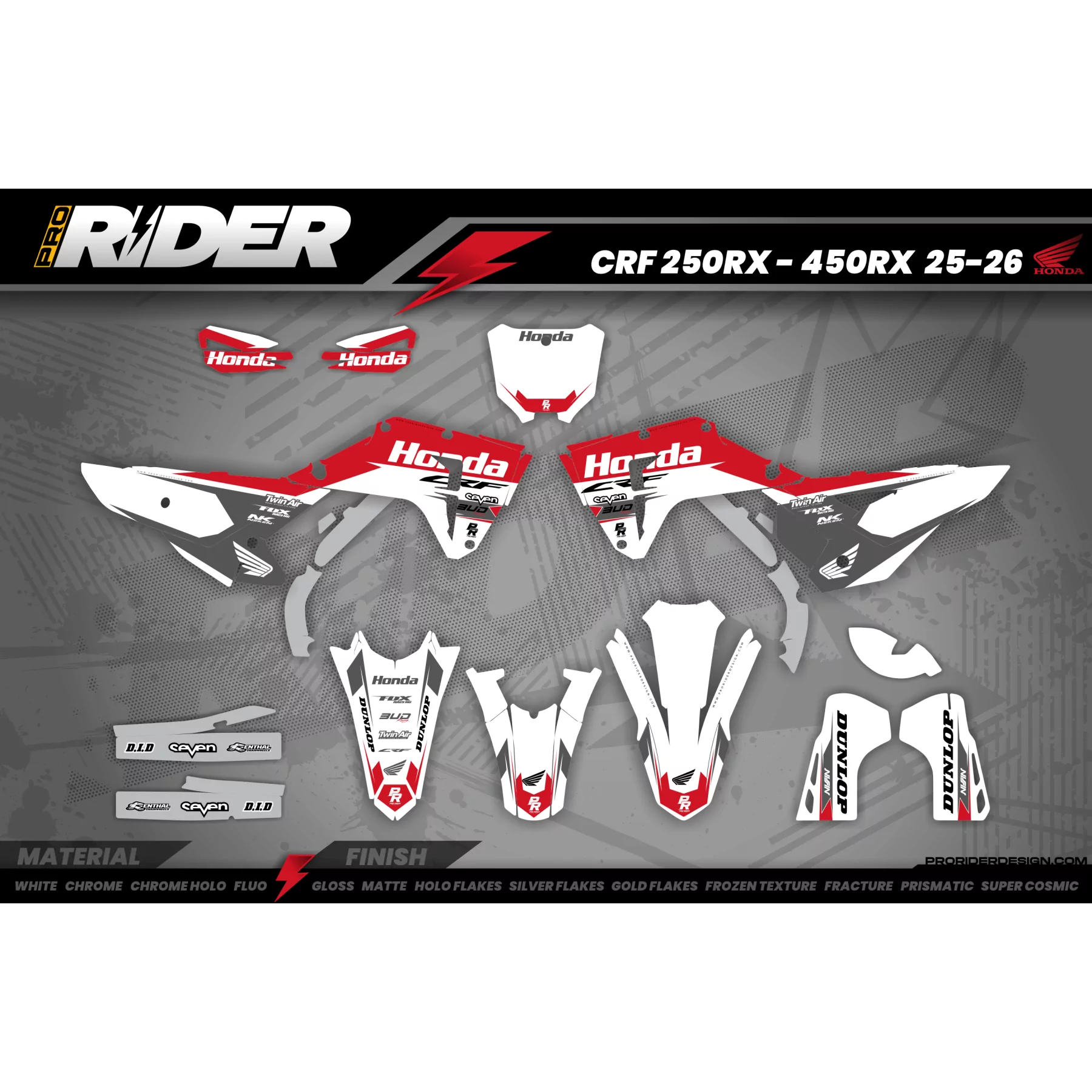 grafiche Motocross HONDA BUD RACING BIANCO|ROSSO (REF:PRDA36A2)  - GRAFICHE MOTOCROSS ENDURO