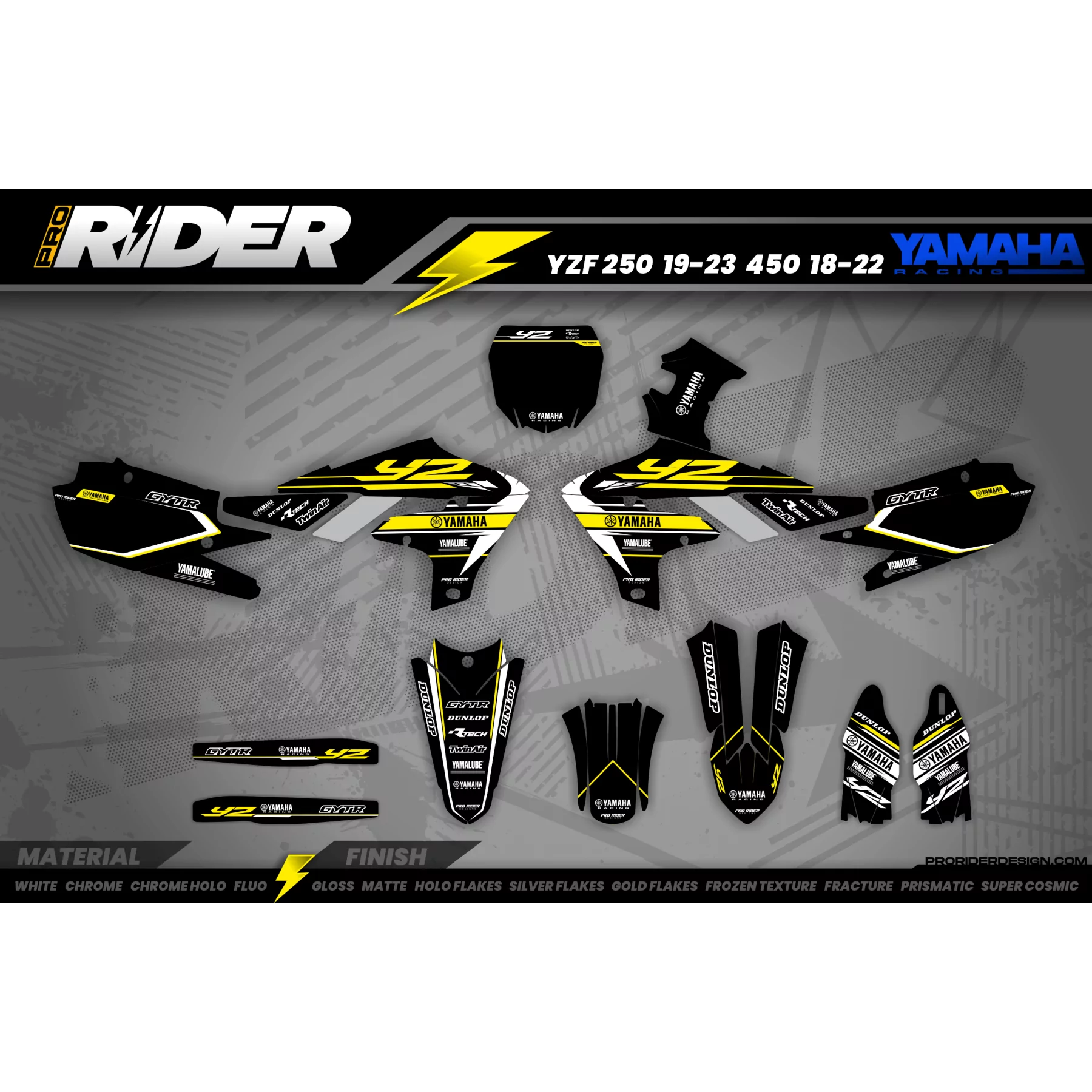 Kit adhesivos Motocross PERSO YAMAHA FACTORY RACING YELLOW  - KIT ADHESIVOS MOTOCROSS / ENDURO YAMAHA