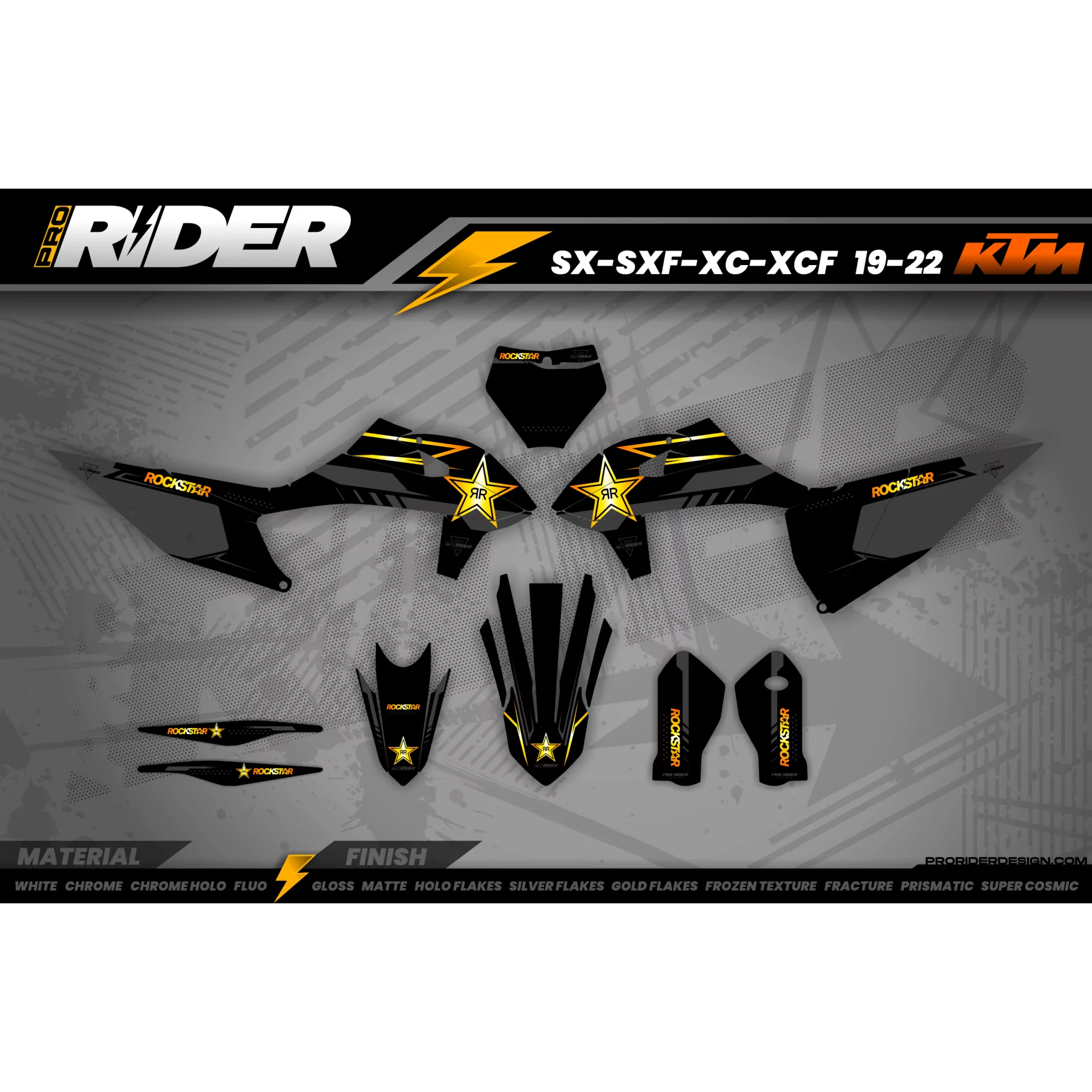 Kit adesivos Motocross PERSO ROCKSTAR DARKNIGHT - KIT ADESIVOS MOTOCROSS ENDURO