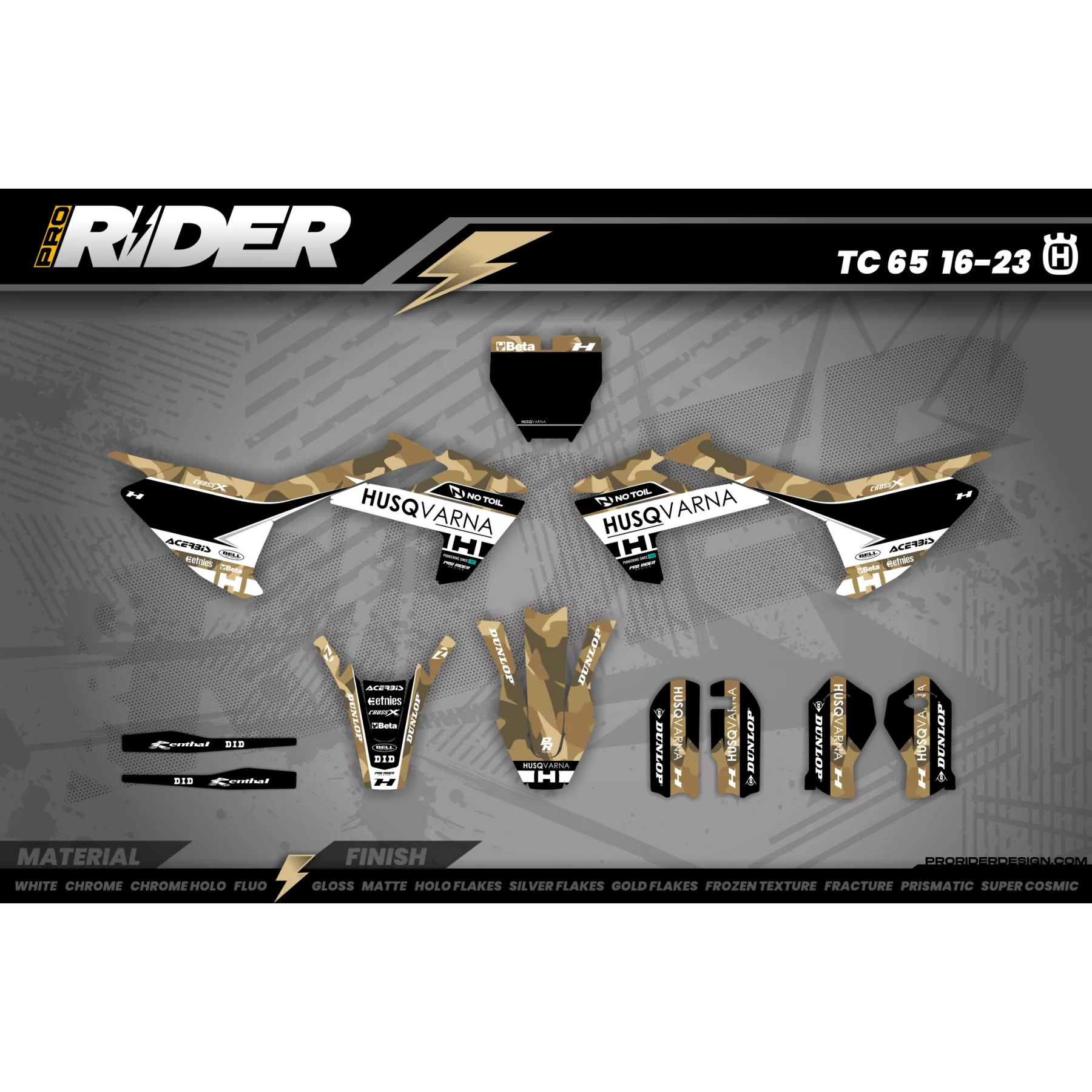 Kit adhesivos Motocross HUSQVARNA CAMOUFLAGE  - Kit adhesivos HUSQVARNA MOTOCROSS / ENDURO