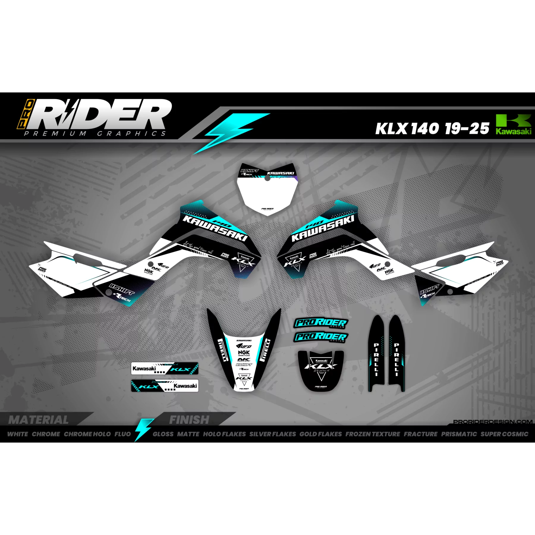 Stickerset KAWASAKI PERSO FERNCROSS - STICKERSET MOTOCROSS KAWASAKI