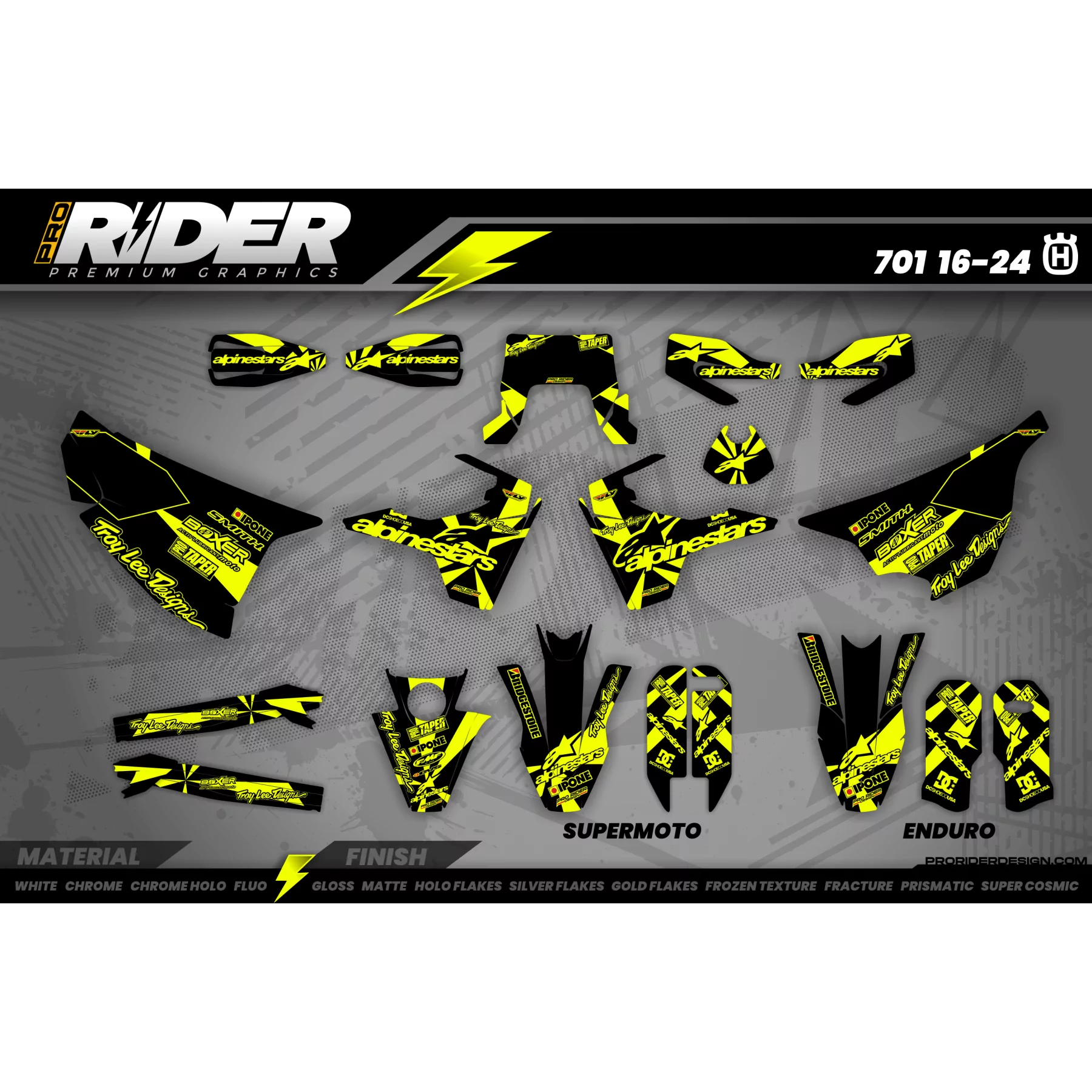 Stickerset 701 HUSQVARNA | ALPINESTARS NEON - 701 ENDURO