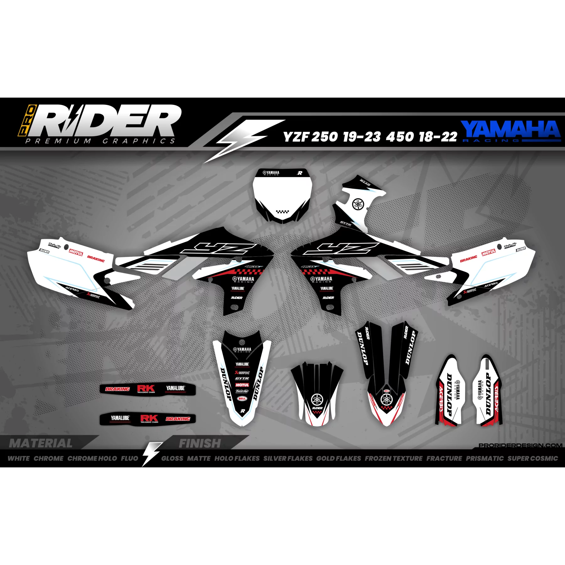 Stickerset MOTOCROSS YAMAHA KINETIC BLACK - Stickerset MOTO YAMAHA