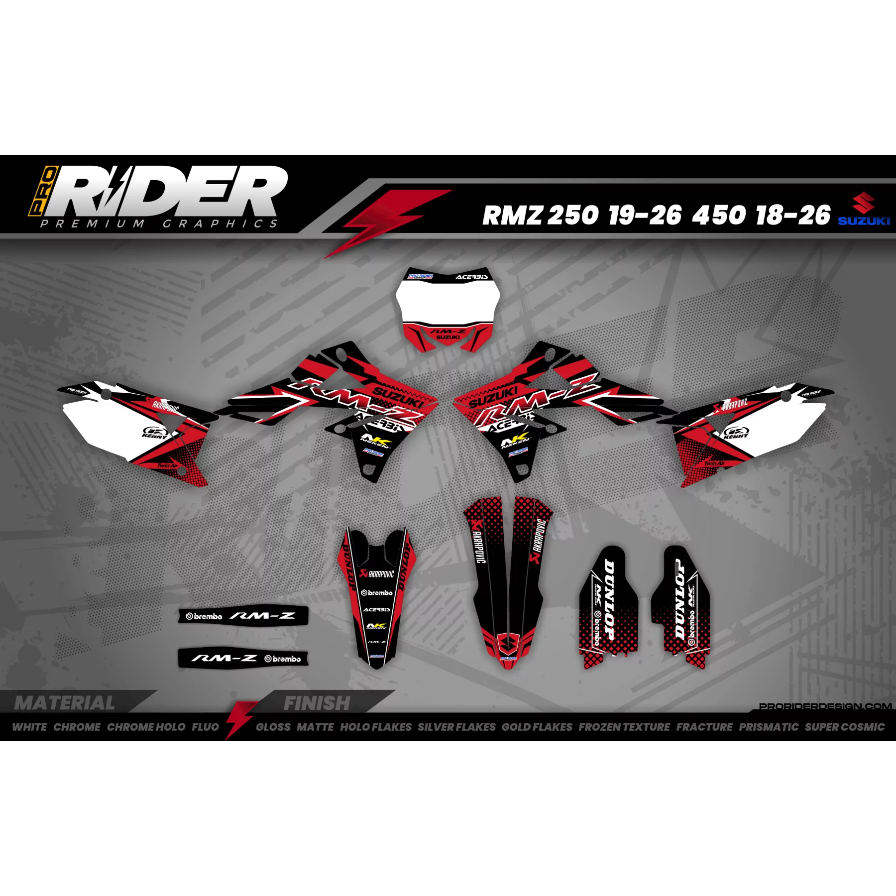 Kit adhesivos Motocross suzuki FACTORY ENERGY rojo (ref:prda33d4)  - KIT ADHESIVOS MOTOCROSS / ENDURO SUZUKI