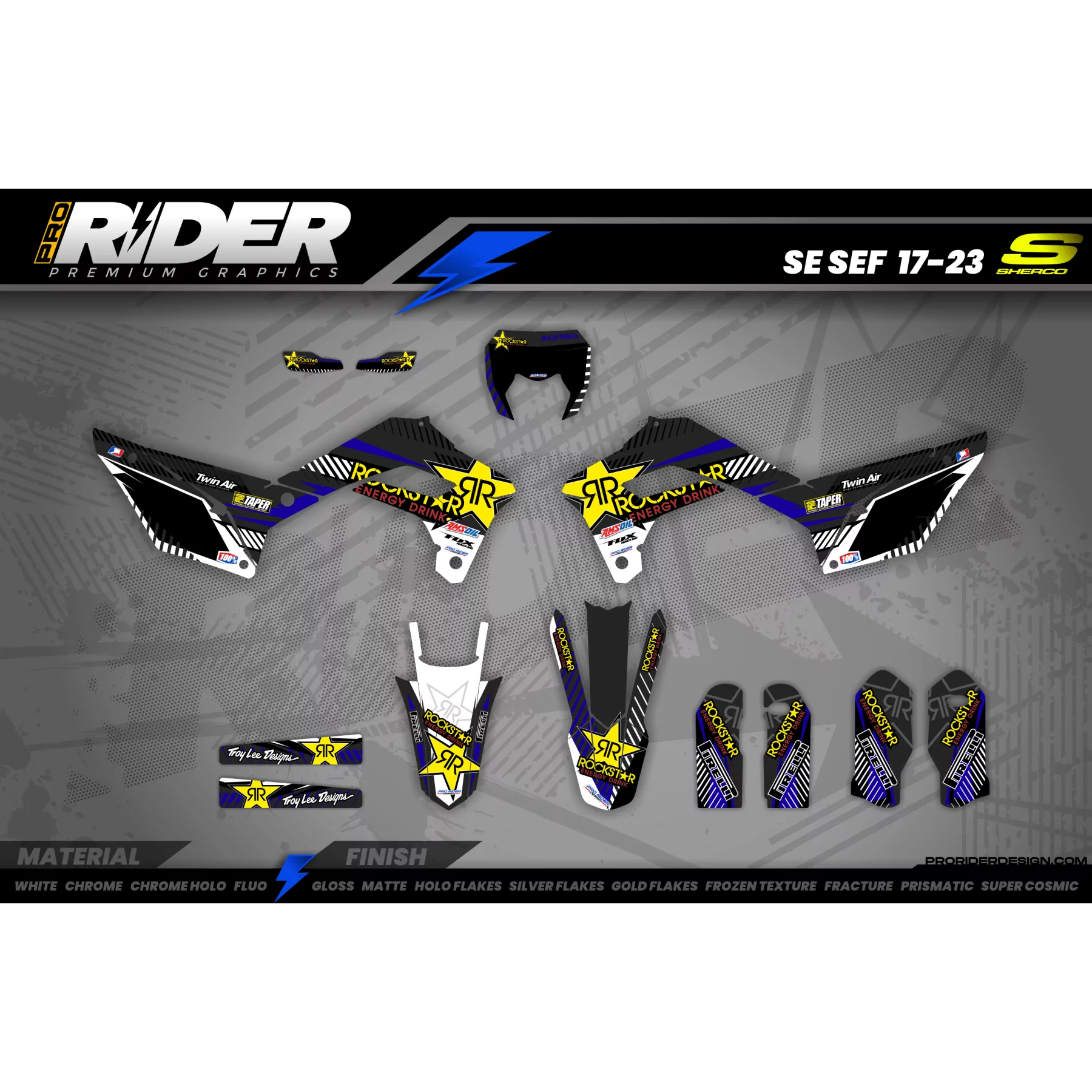 KIT DECO MOTOCROSS PERSO ROCKSTAR Édition Limitée bleu (ref:prda19e...