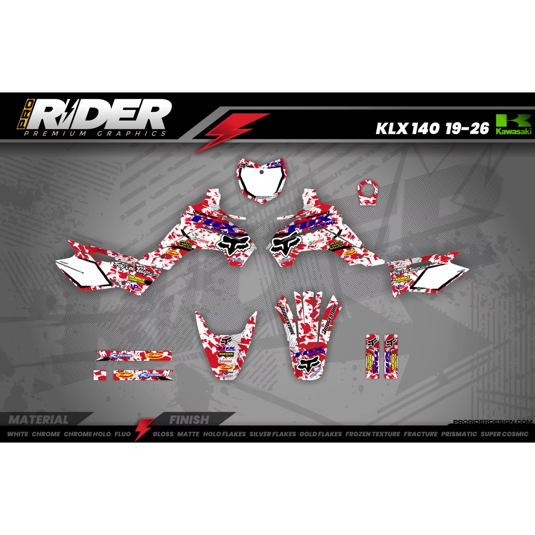 KIT ADESIVOS MOTOCROSS FOX CAMO vermelho (ref:prda9a) - KIT ADESIVOS MOTOCROSS ENDURO