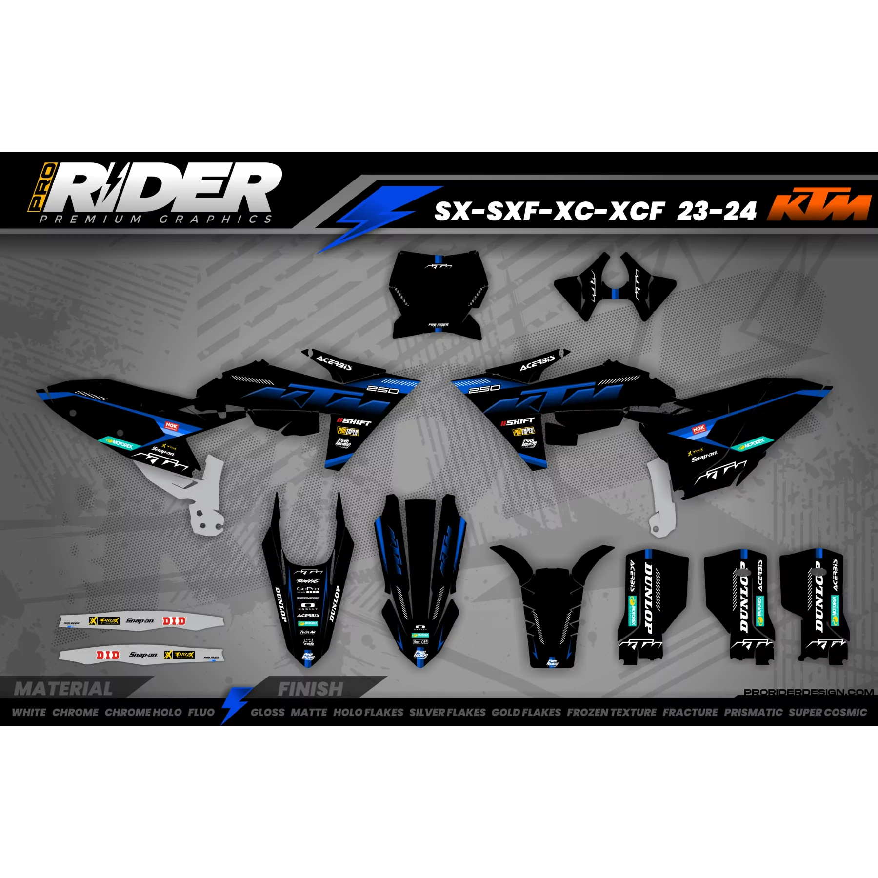 Kit adesivos Motocross KTM SX SXF EXC | Shadow Edition | Black blue - TODOS OS MODELOS KITS ADESIVOS KTM