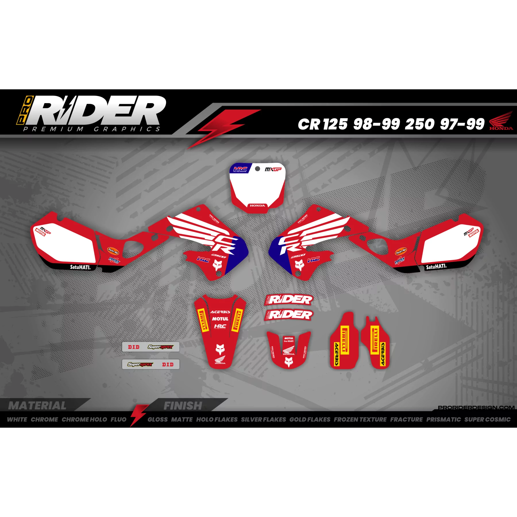 Kit adesivos Motocross HONDA | HRC RED WINGS - KIT ADESIVOS MOTOCROSS ENDURO