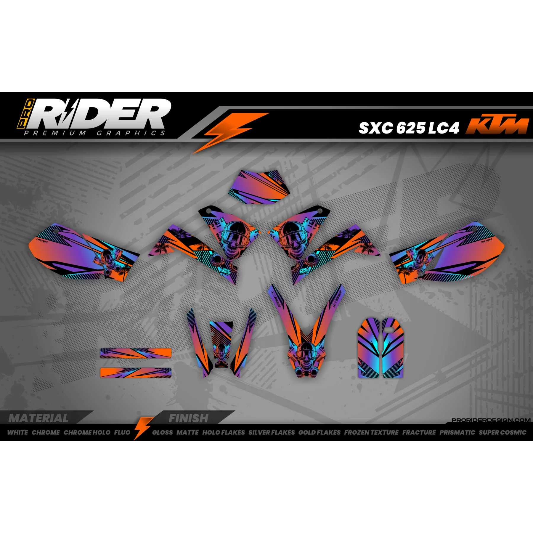 Kit adesivos SUPERMOT personalizável - SKULL TREES - TODOS OS MODELOS KITS ADESIVOS KTM