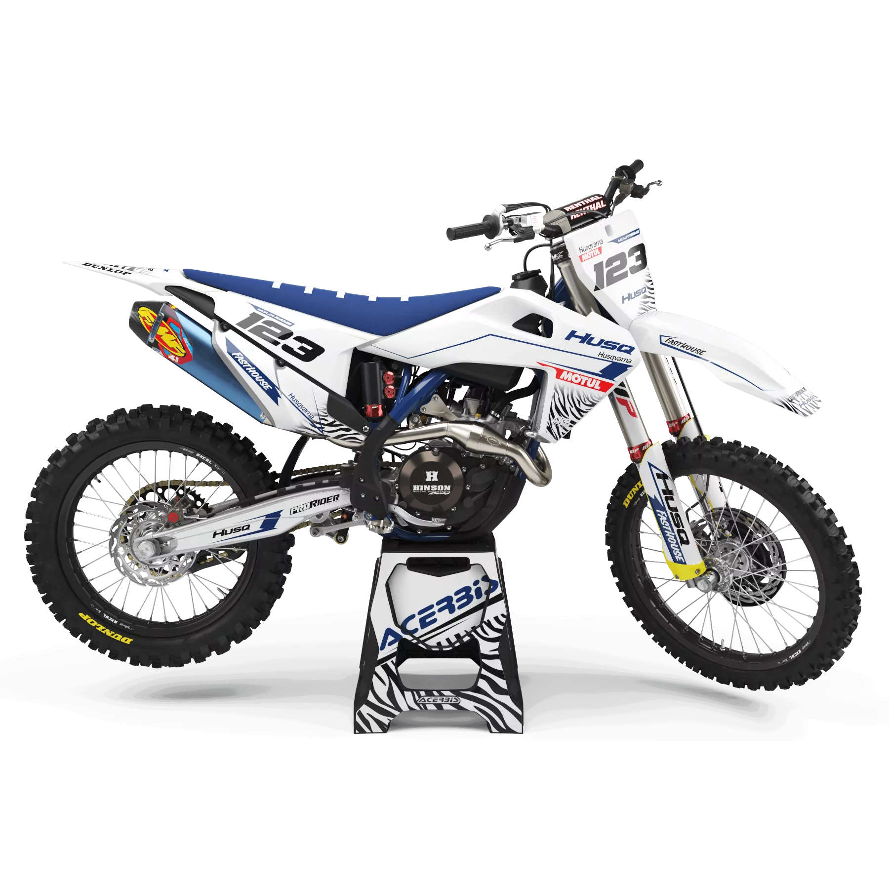 Kit adesivos moto KIT ADESIVOS Motocross HUSQVARNA MOTUL WHITE BLUE