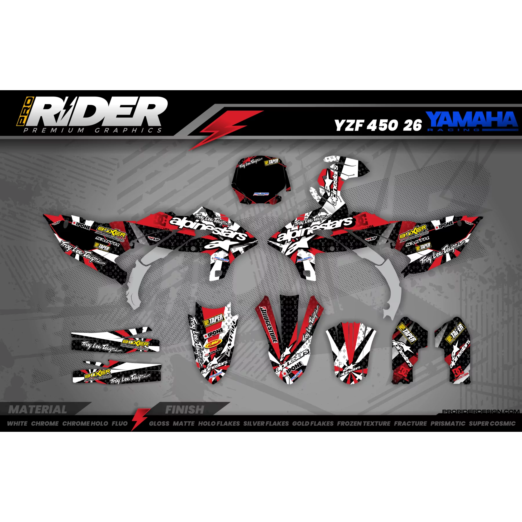 CUSTOM MOTOCROSS graphics ALPINESTARS red (ref:prda4c) - MOTOCROSS ENDURO GRAPHICS