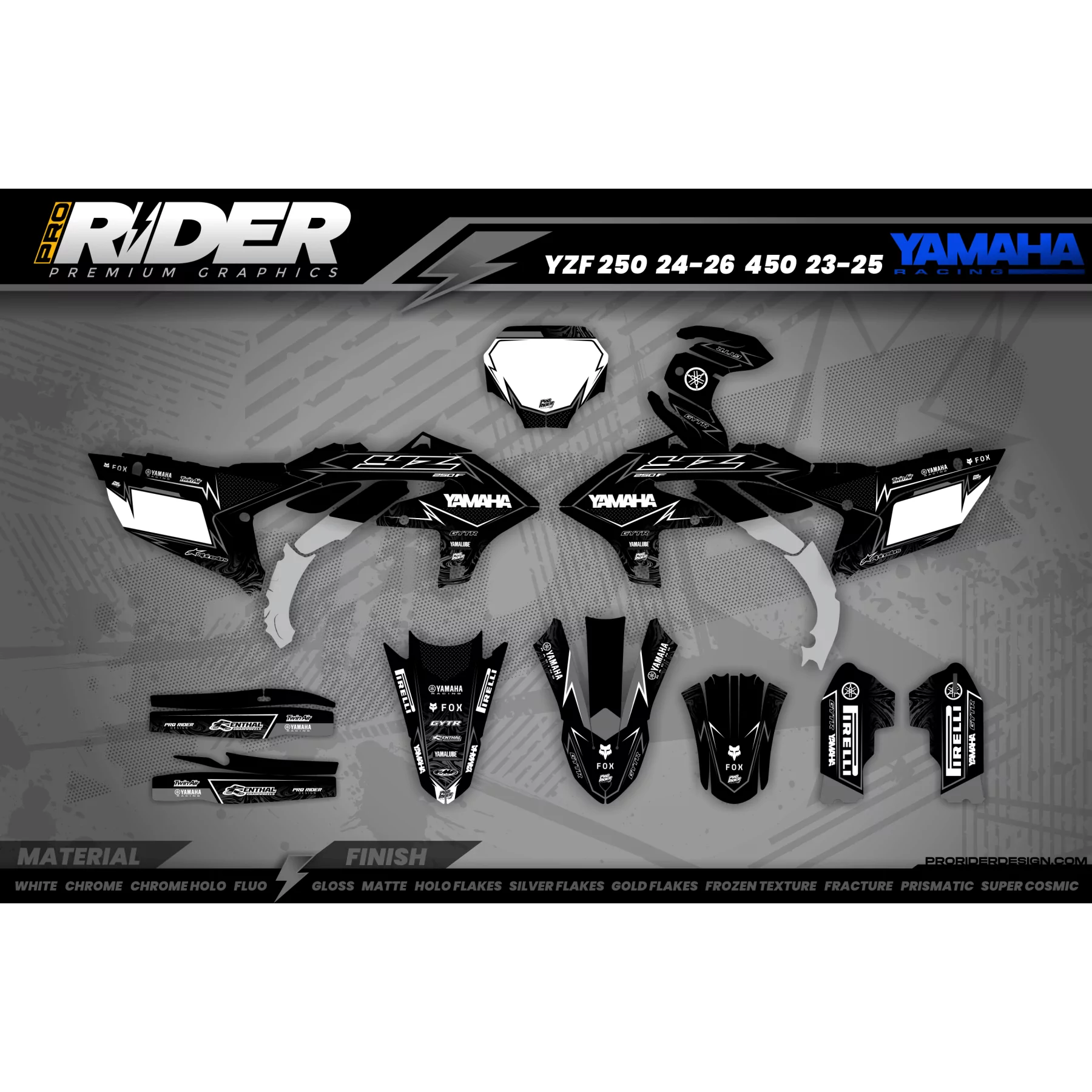 Kit adhesivos Motocross YAMAHA NEW DESIGN GREY  - KIT ADHESIVOS MOTOCROSS / ENDURO YAMAHA