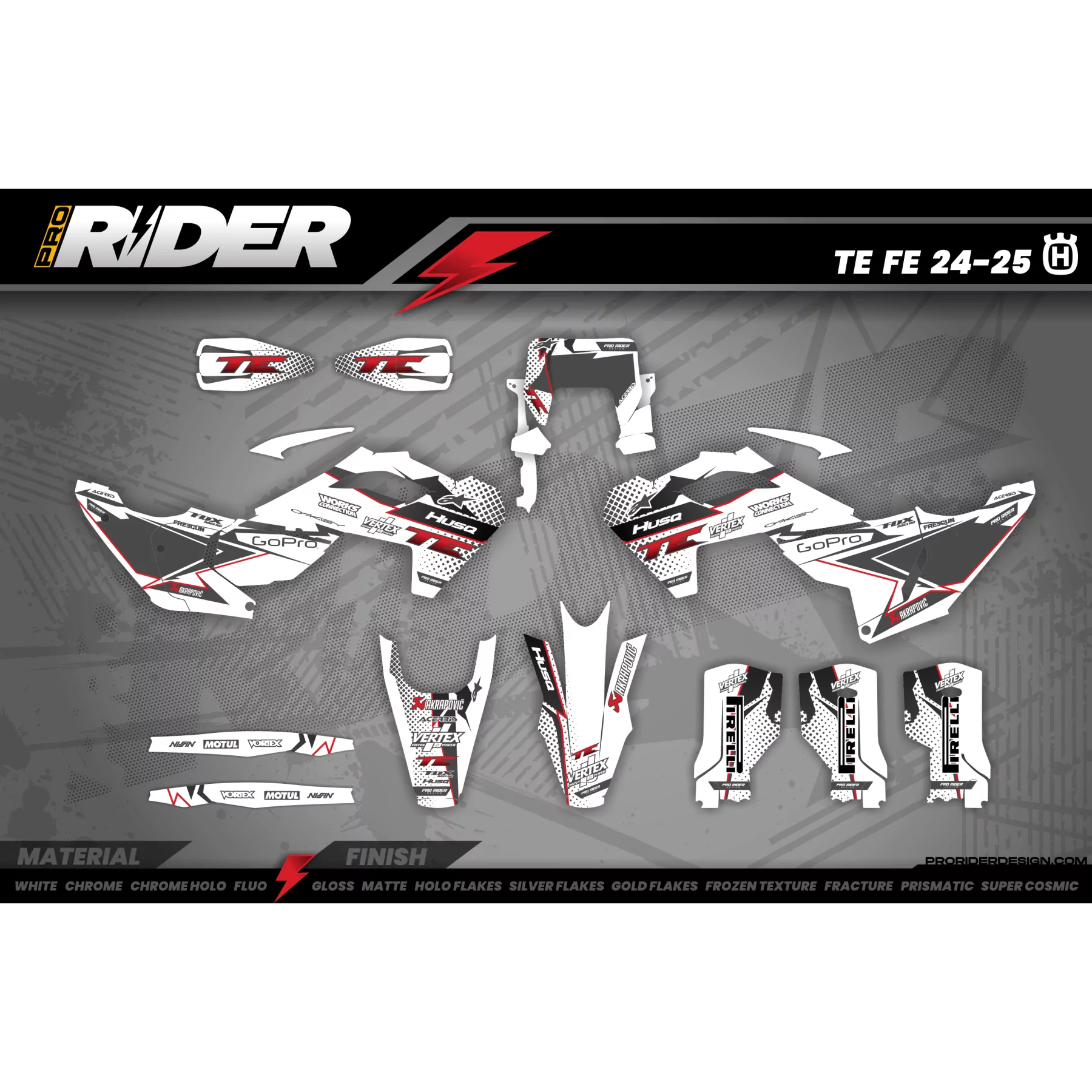 Kit adesivos Motocross HUSQVARNA VERTEX WHITE - KIT ADESIVOS HUSQVARNA MOTOCROSS / ENDURO