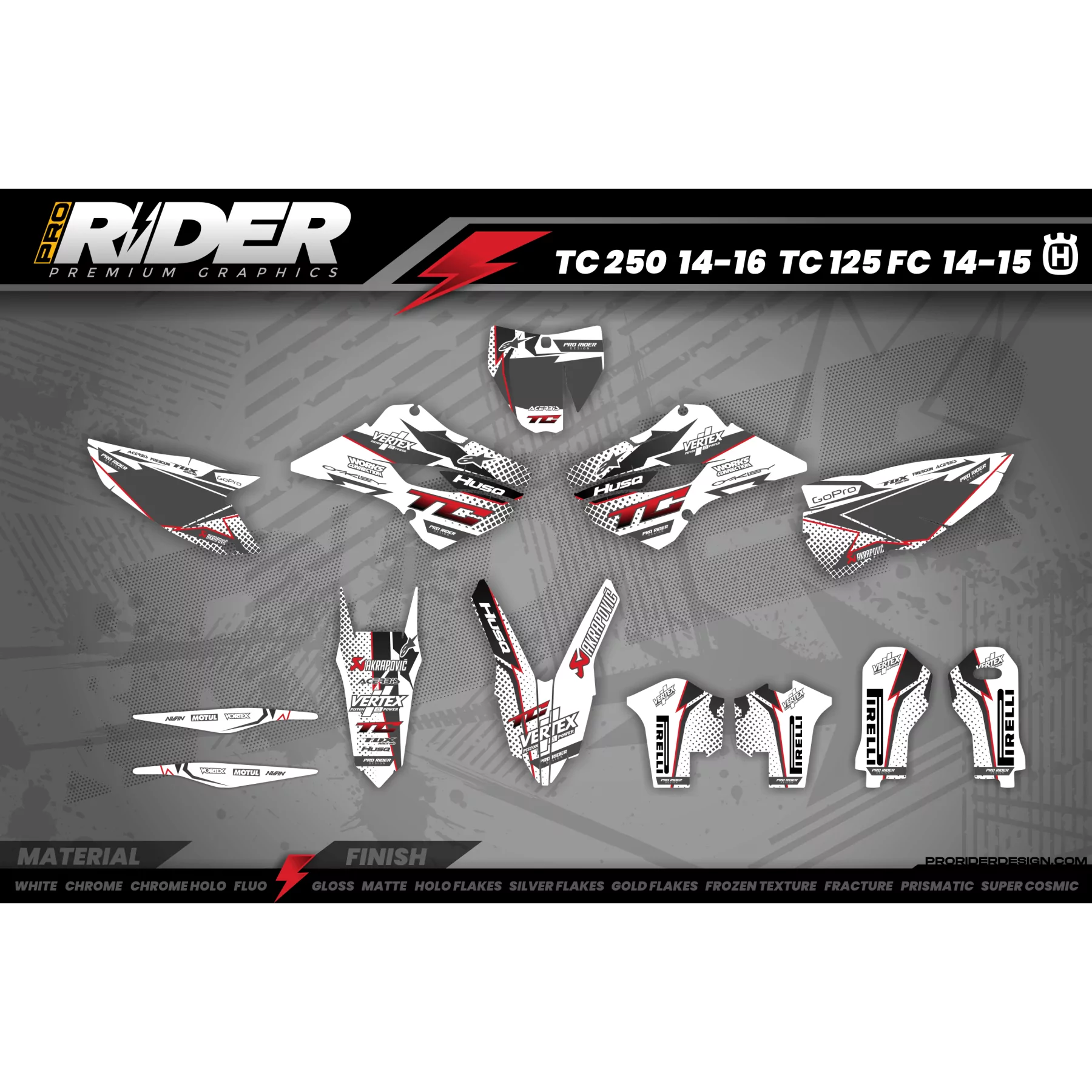 Stickerset Motocross HUSQVARNA VERTEX WHITE - STICKERSET HUSQVARNA MOTOCROSS / ENDURO