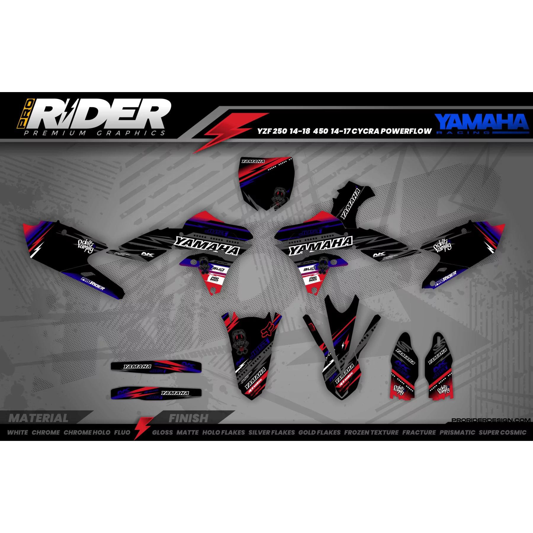 Motocross graphics YAMAHA YZ YZF... JUST1 black - MOTOCROSS / ENDURO YAMAHA GRAPHICS KIT
