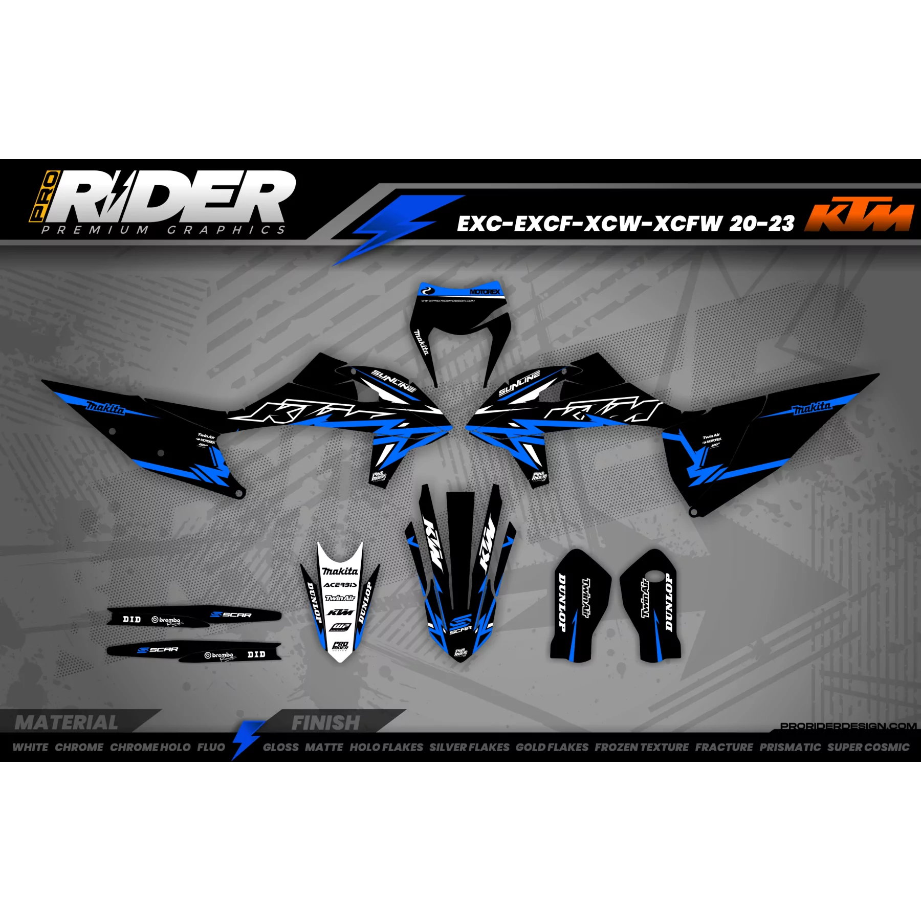 Kit adhesivos Motocross para KTM PERSO TRASH CYAN  - TODOS LOS MODELOS KITS adhesivos KTM