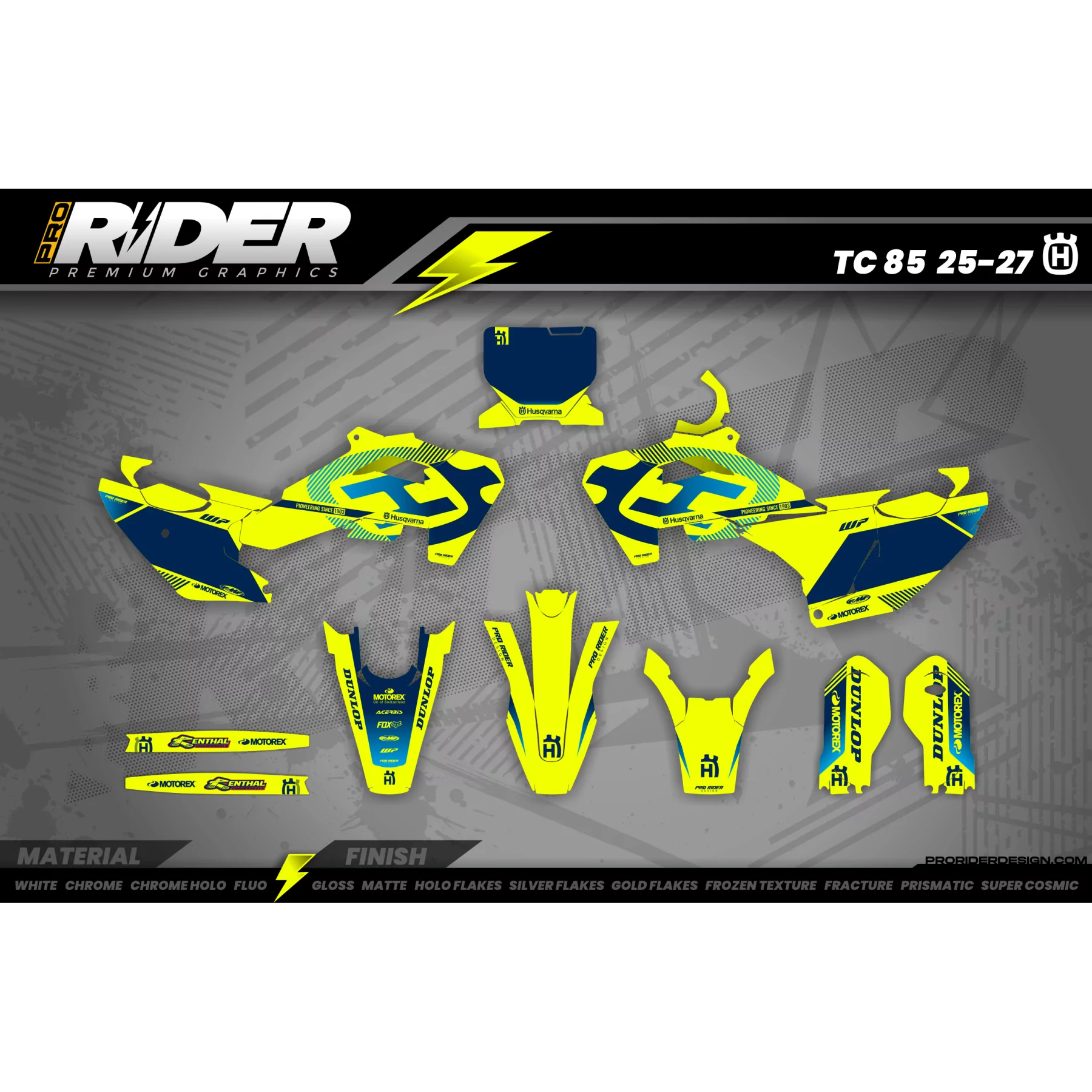 Stickerset MOTOCROSS HUSQVARNA NEON FACTORY - STICKERSET MOTO HUSQVARNA