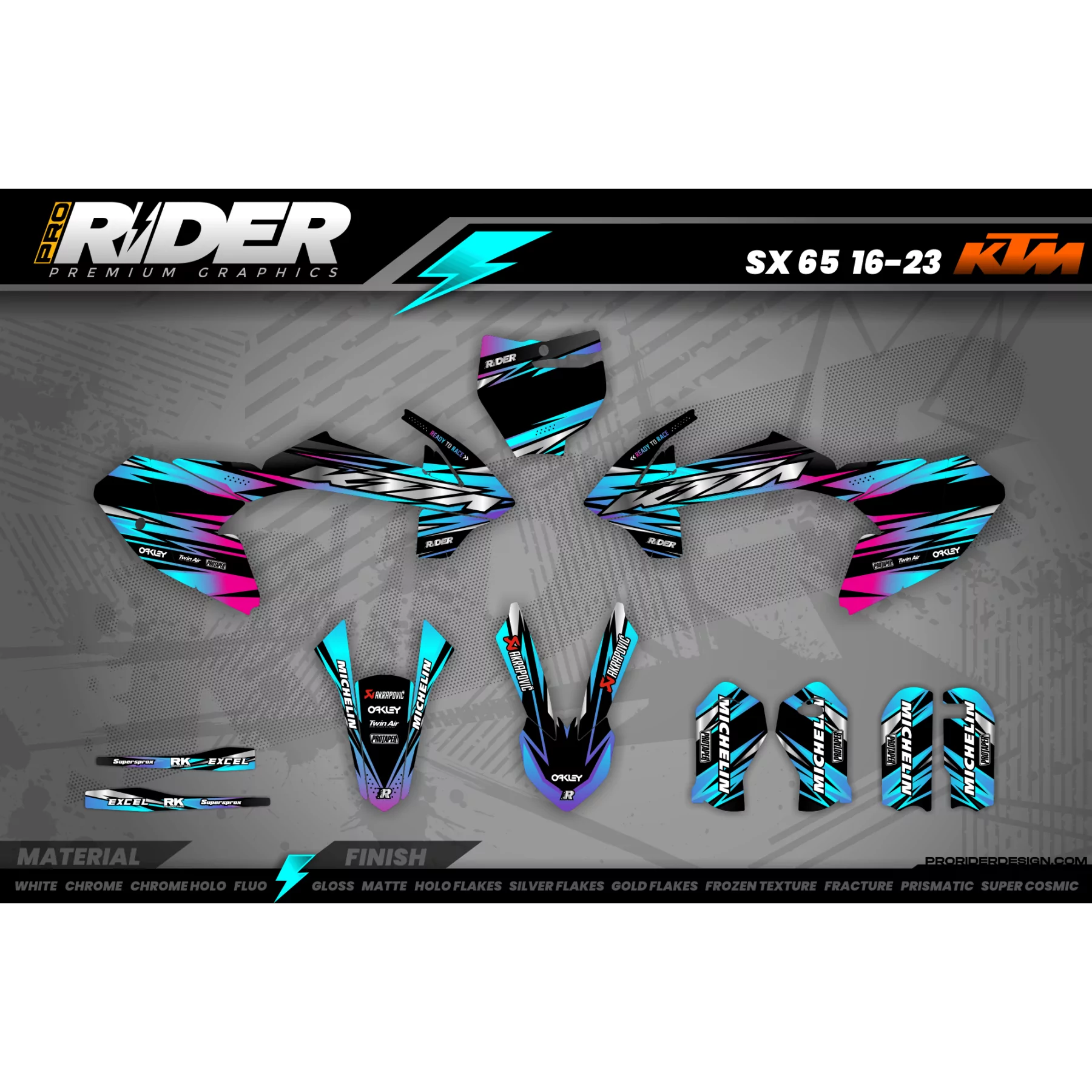Stickerset MOTOCROSS KTM BLUE LUMEN - STICKERSET MOTOR KTM