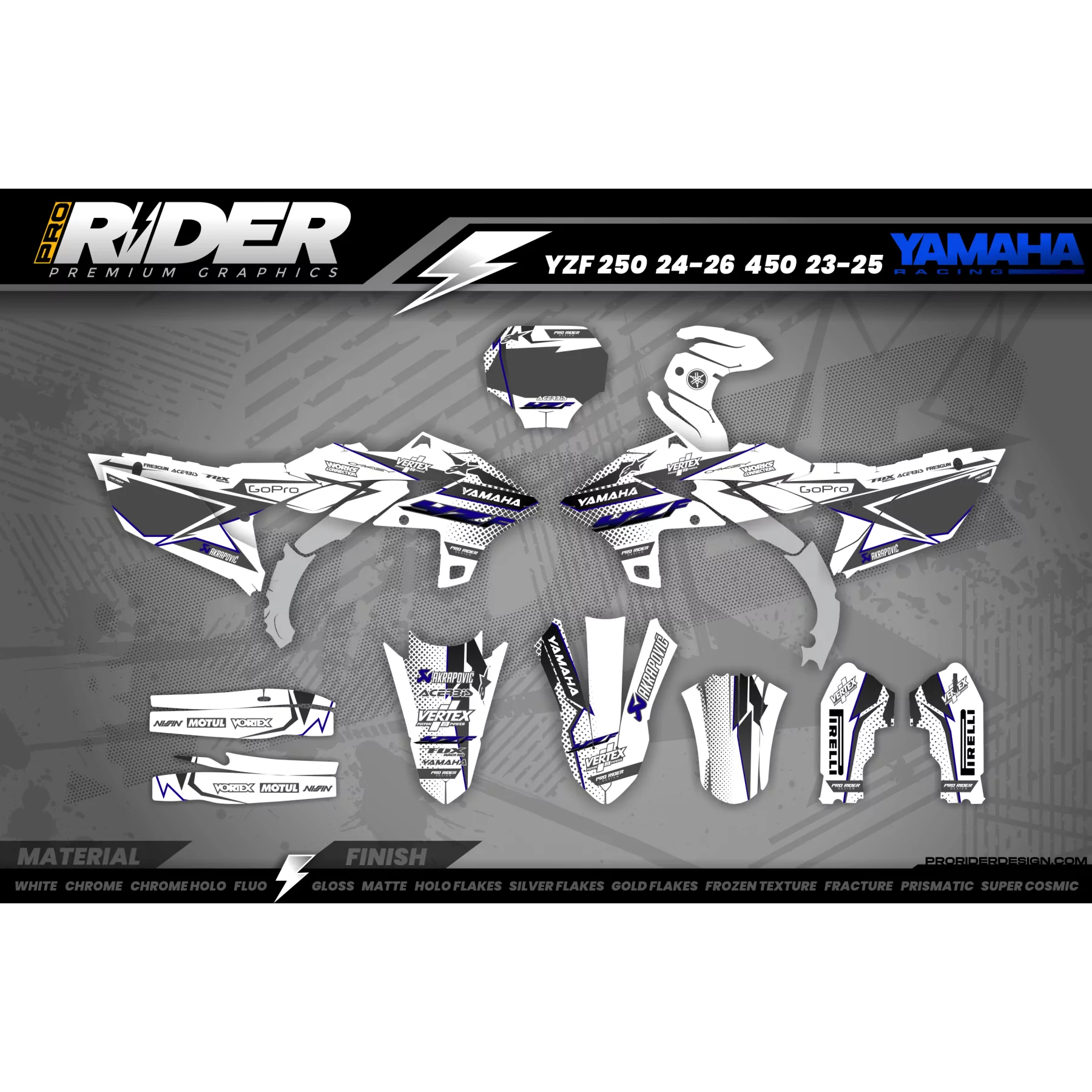 Kit adhesivos Motocross YAMAHA VERTEX BLANC  - KIT ADHESIVOS MOTOCROSS / ENDURO YAMAHA