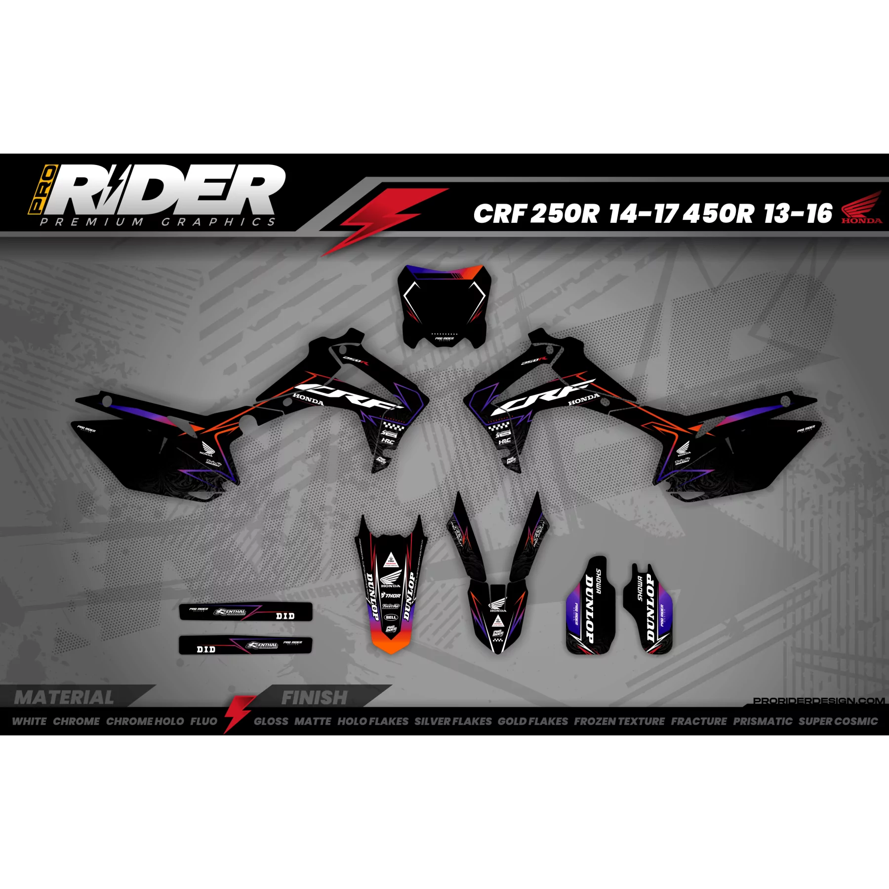 Custom Motocross graphics kit HONDA YUGEN PURP - MOTOCROSS ENDURO GRAPHICS