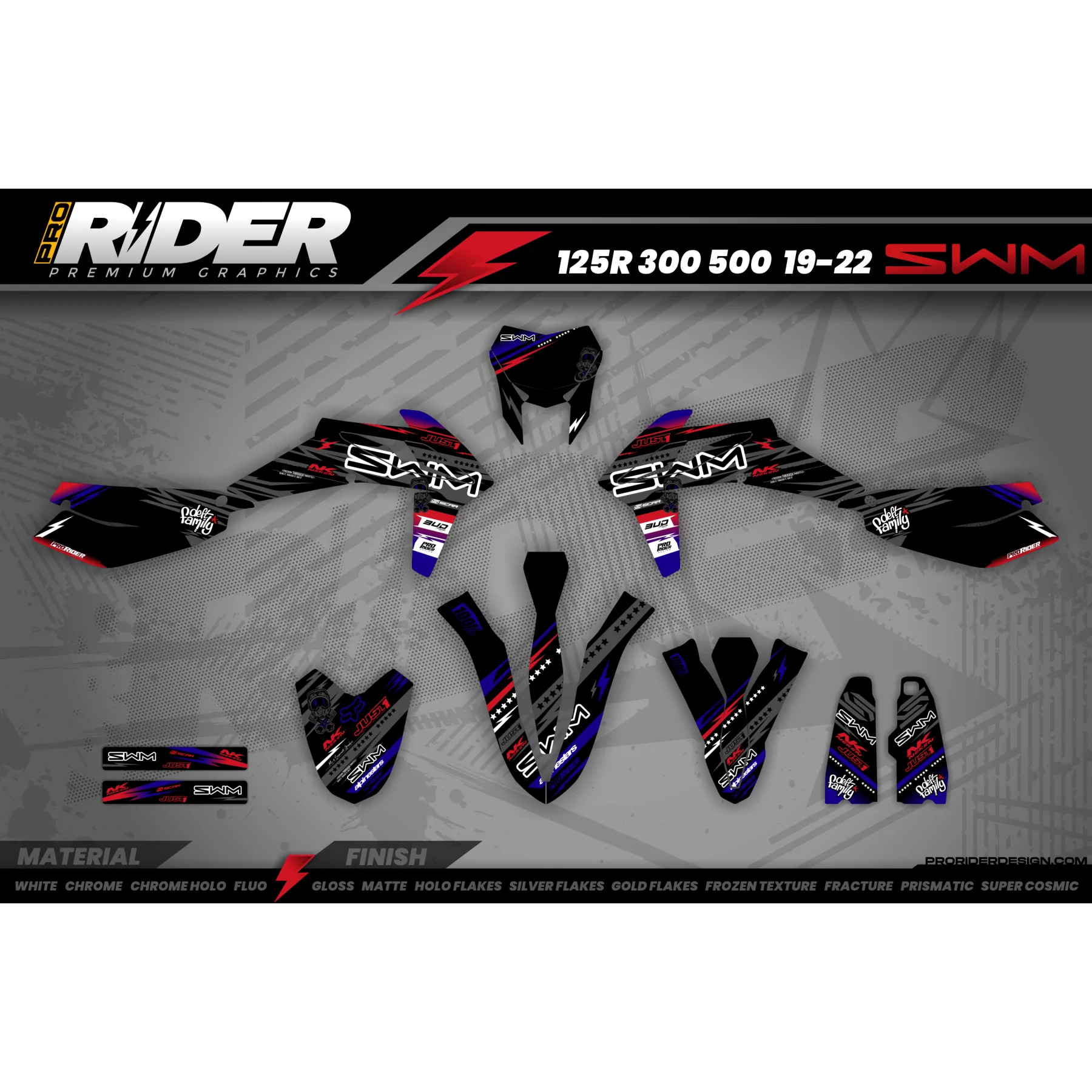 Kit adesivos Motocross HONDA JUST1 BLACK - KIT ADESIVOS MOTOCROSS ENDURO