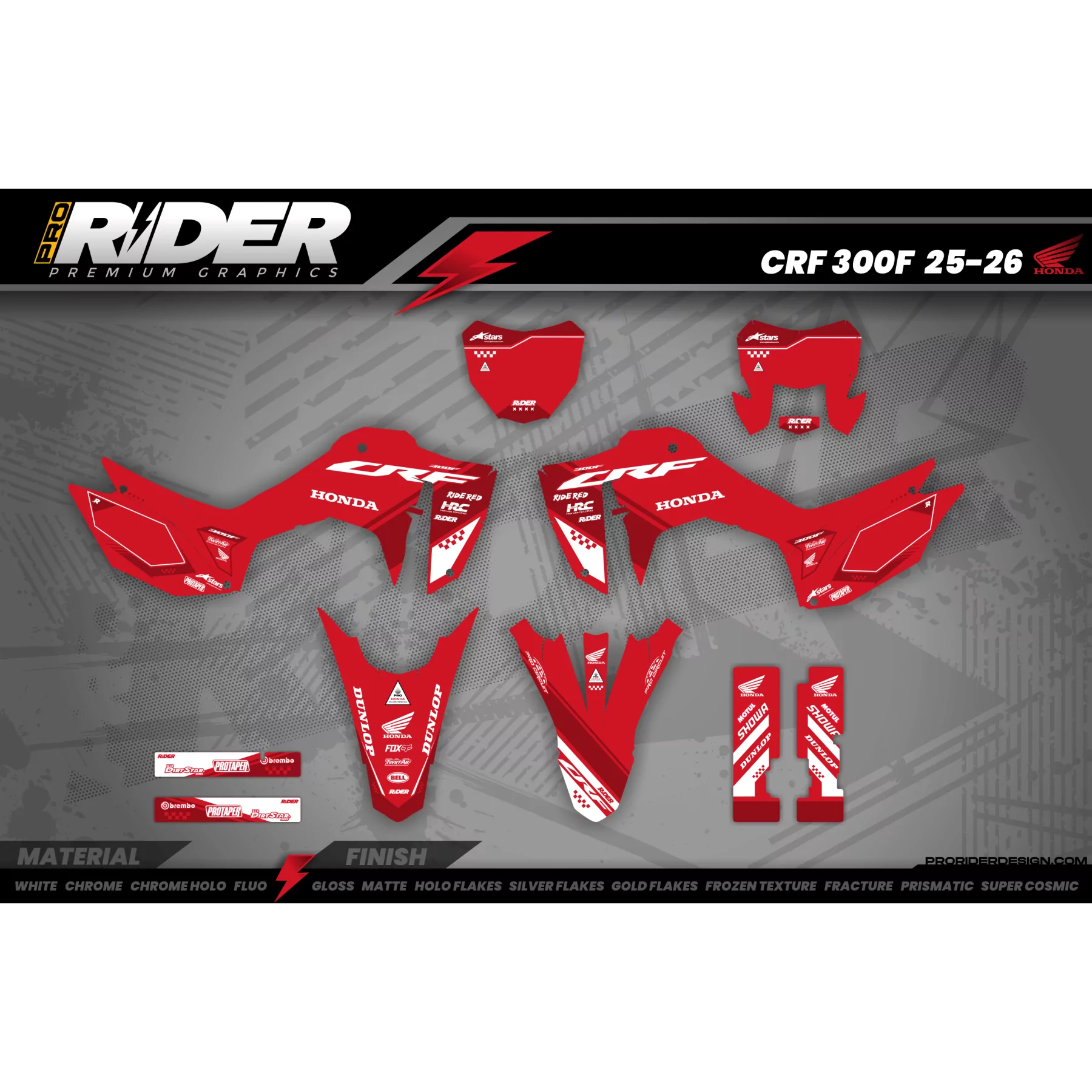 Kit adesivos MOTOCROSS HONDA RED PERFORMANCE - KIT ADESIVOS MOTO HONDA