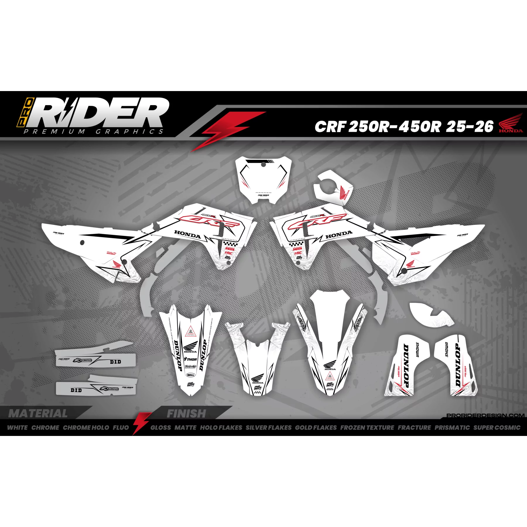 Kit adesivos Motocross HONDA SKYBOUND WHITE - KIT ADESIVOS MOTOCROSS ENDURO