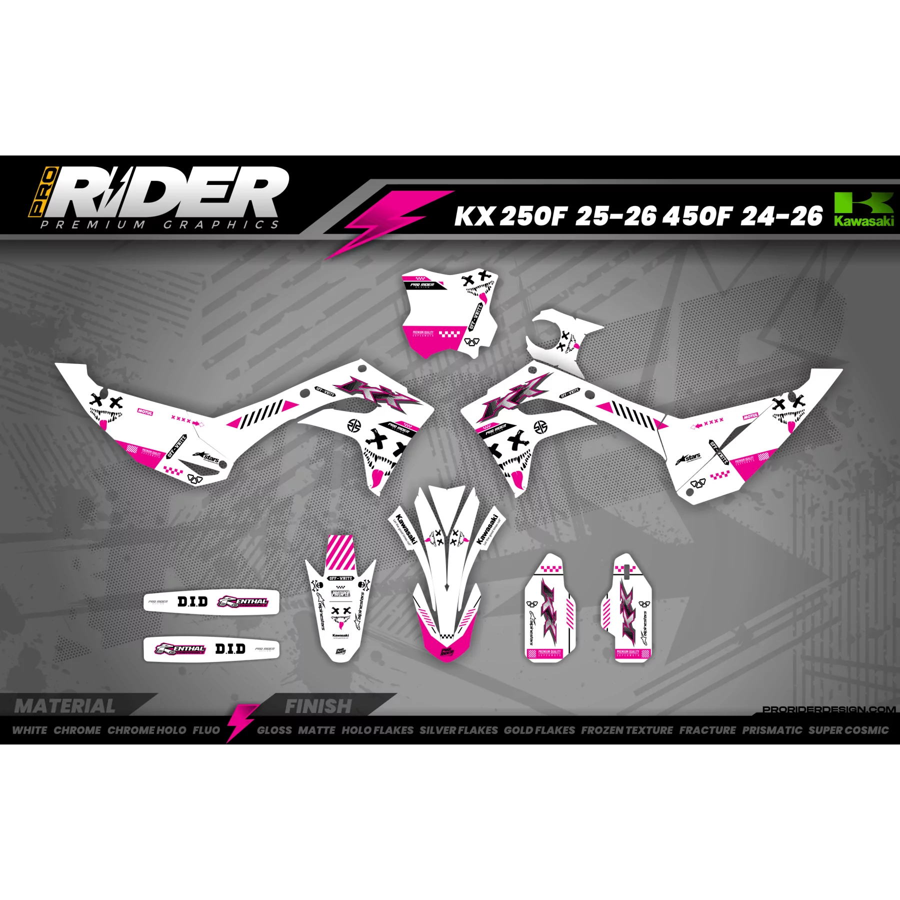 Stickerset MOTOCROSS KAWASAKI CYBER_GRAPHIC_PINK - STICKERSET MOTOCROSS KAWASAKI