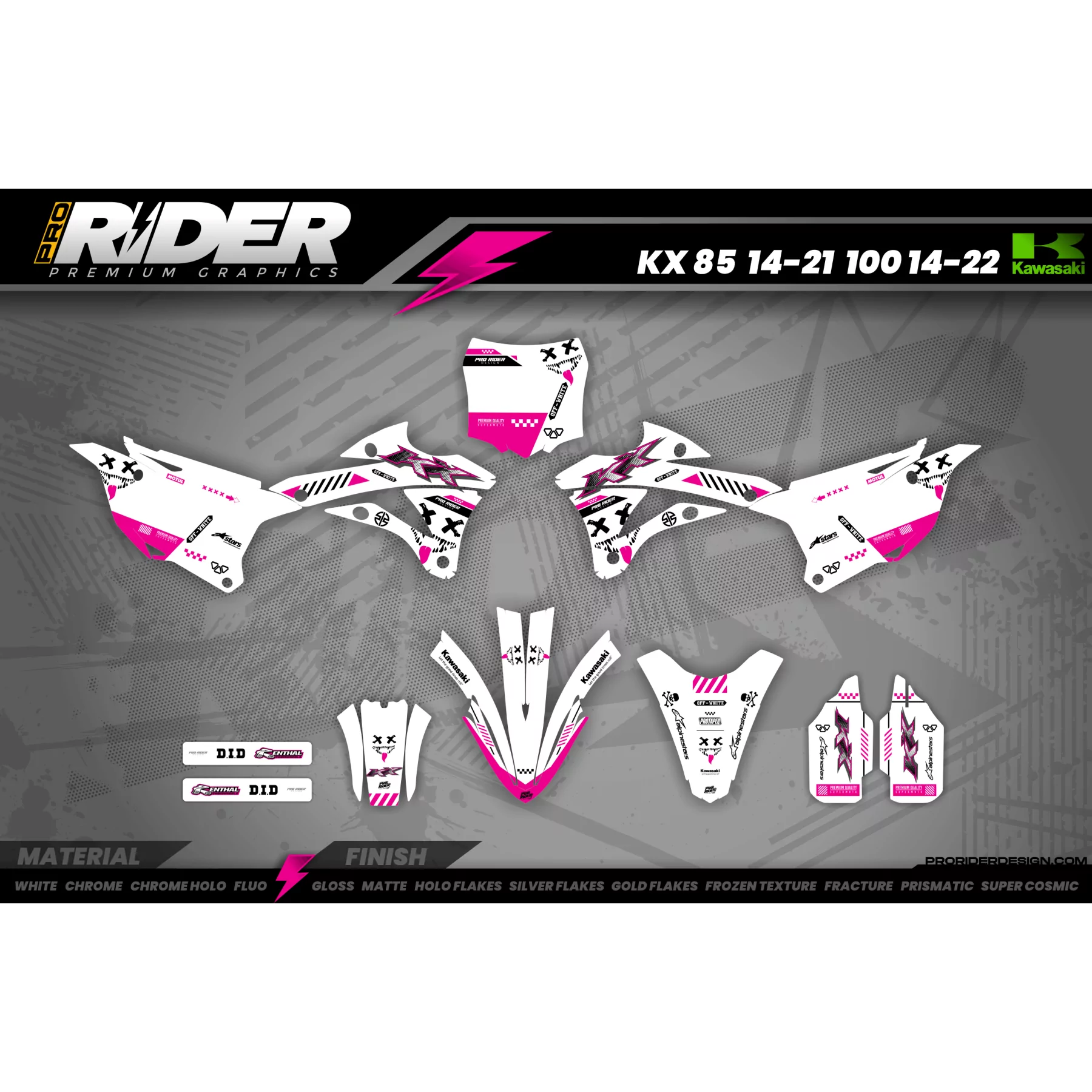 Stickerset MOTOCROSS KAWASAKI CYBER_GRAPHIC_PINK - STICKERSET MOTOCROSS KAWASAKI