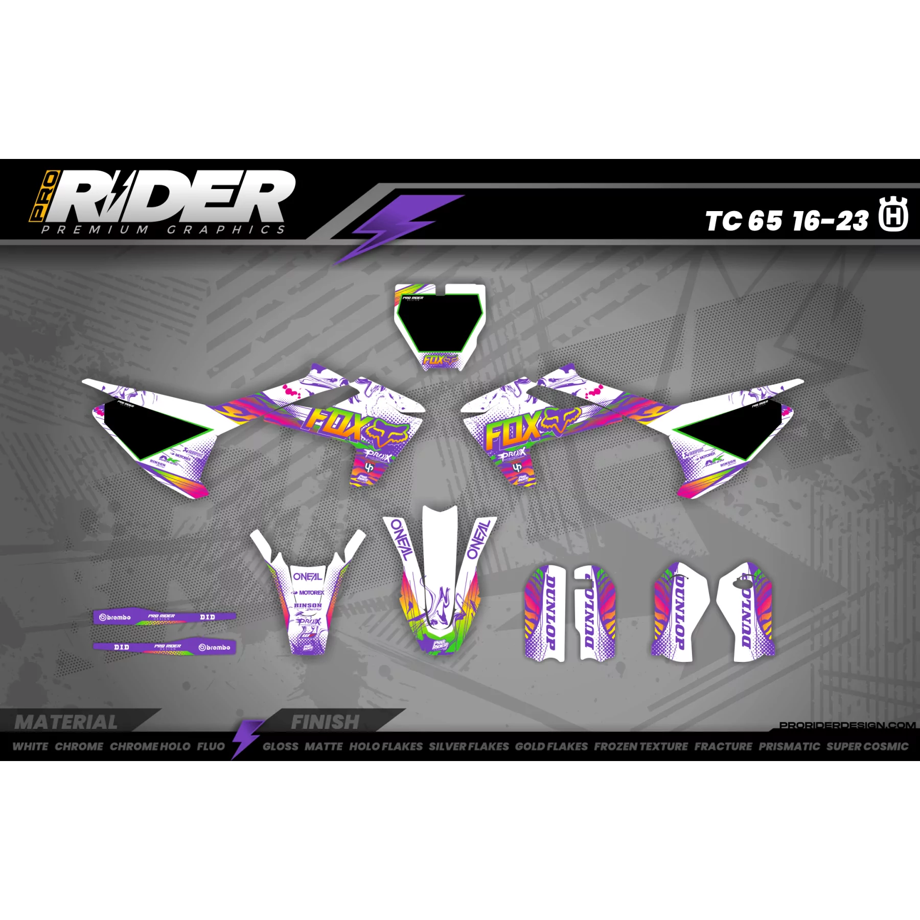 Kit adesivos personalizável - RAINBOW PURPLE - KIT ADESIVOS MOTOCROSS ENDURO