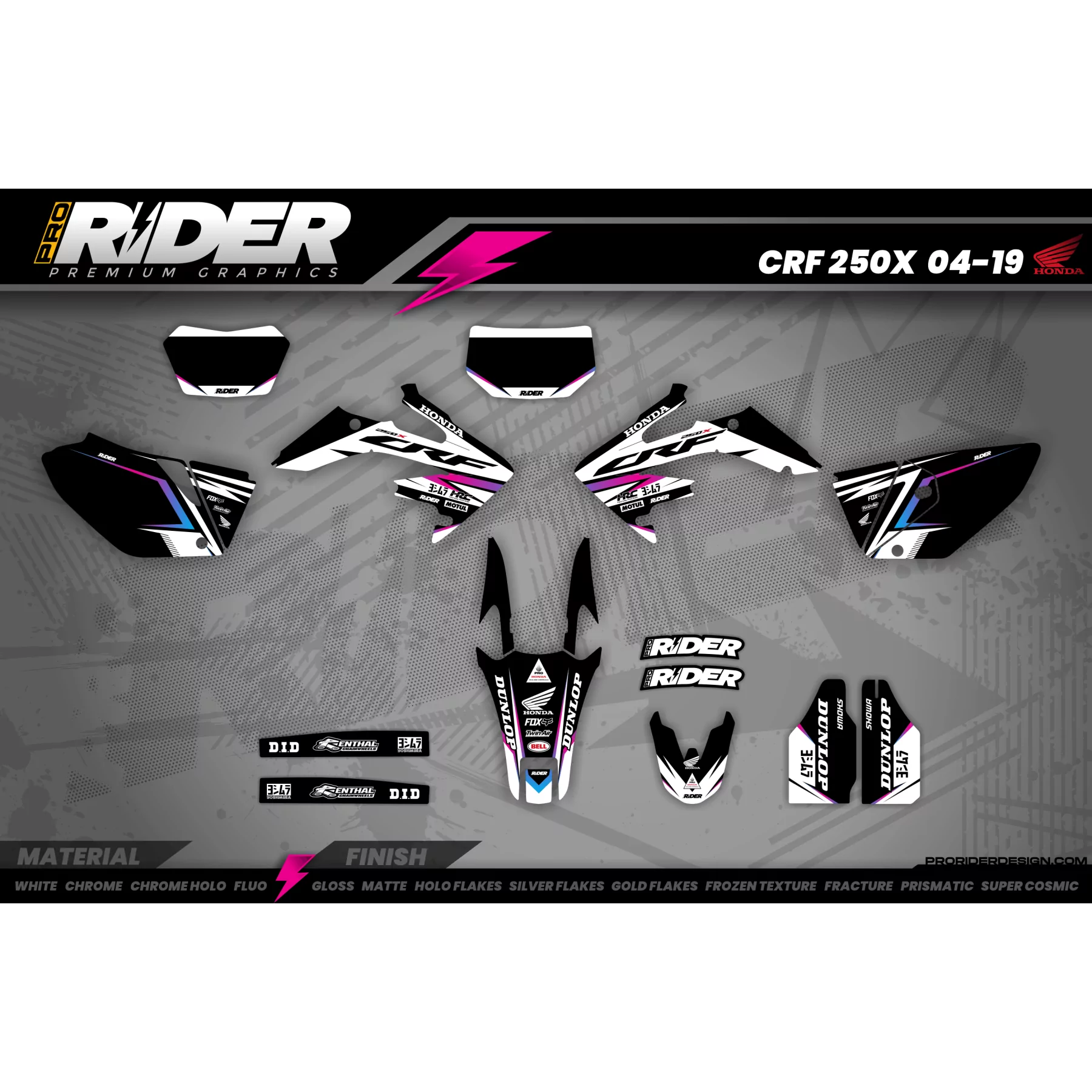 Kit adesivos MOTOCROSS HONDA GRADIENT RIFT - KIT ADESIVOS MOTO HONDA