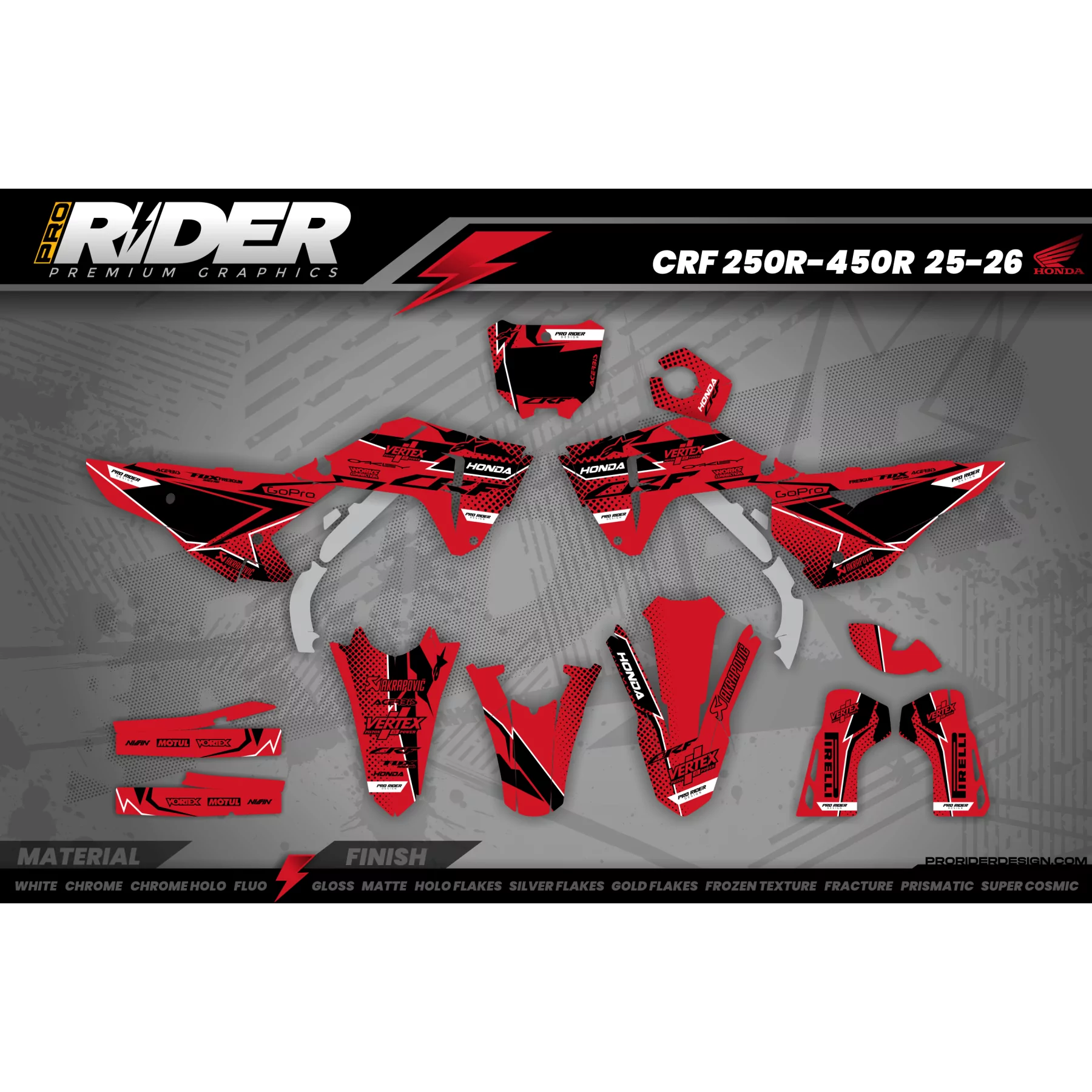 Kit adesivos Motocross HONDA VERTEX ROUGE (REF:PRDA39A4) - KIT ADESIVOS MOTOCROSS ENDURO