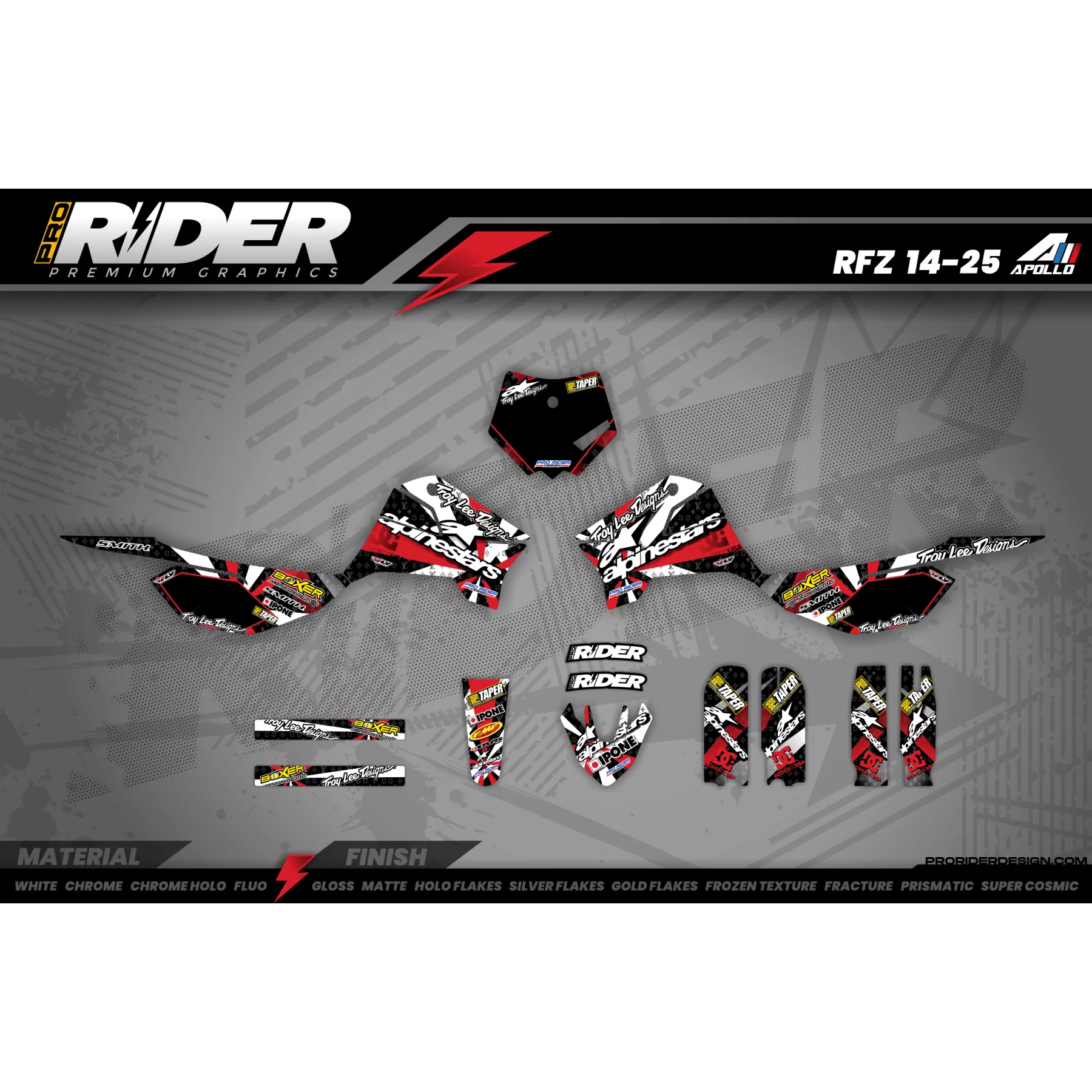 CUSTOM MOTOCROSS graphics ALPINESTARS red (ref:prda4c) - MOTOCROSS ENDURO GRAPHICS