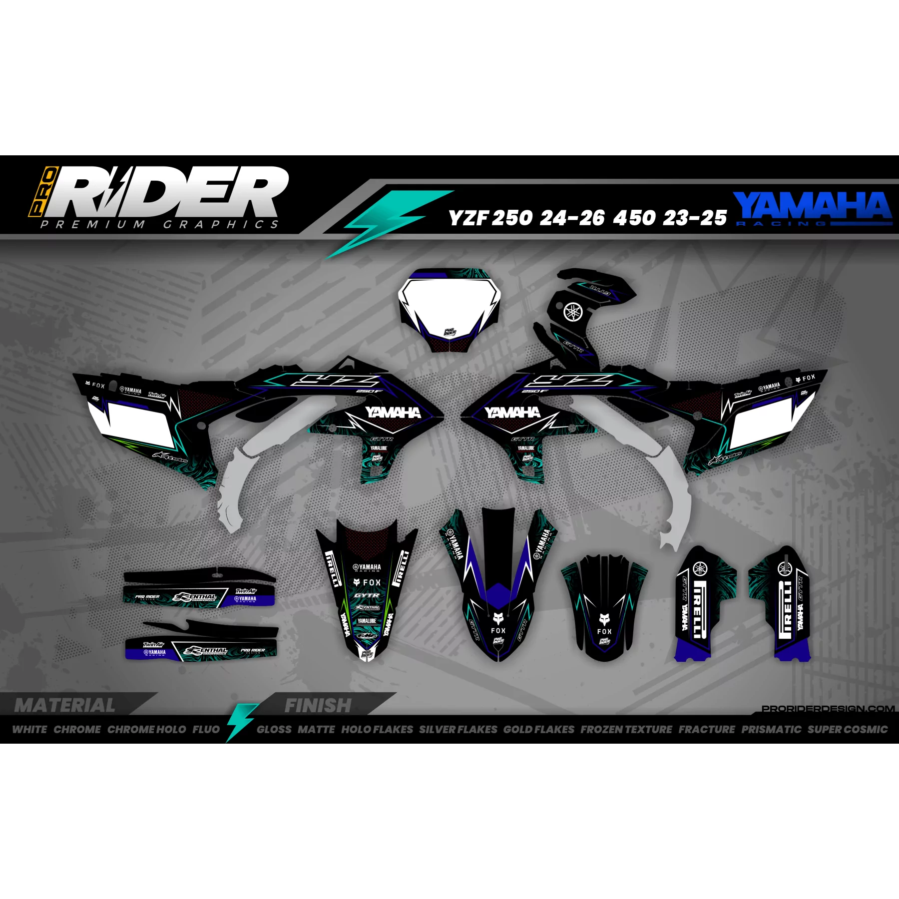 Motocross Dekor YAMAHA NEW DESIGN TEAL - DEKOR MOTOCROSS / ENDURO YAMAHA