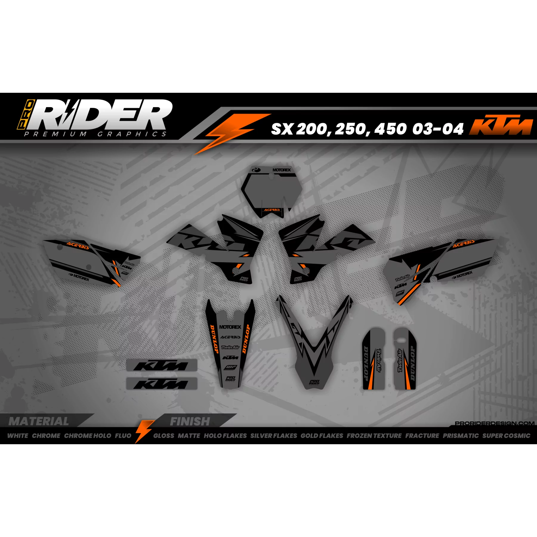 Motocross graphics KTM acerbis matte or gloss finish - ALL KTM GRAPHICS KIT MODELS