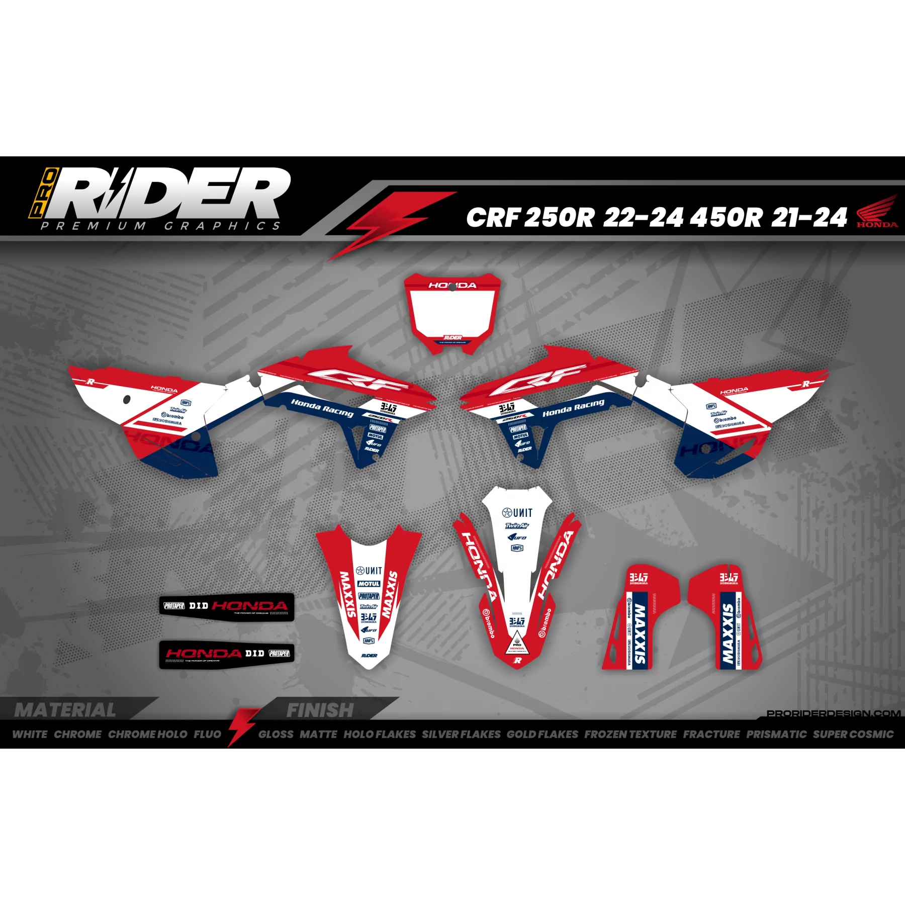 STICKERSET MOTOCROSS HONDA CRASH - STICKERSET MOTOR HONDA