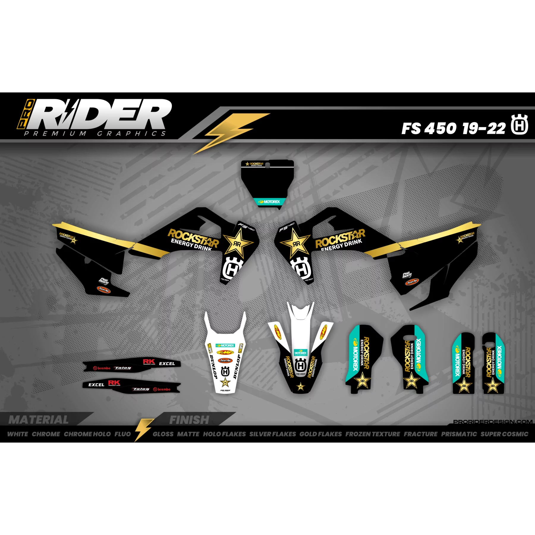 Kit adesivos perso ROCKSTAR 23 - KIT ADESIVOS HUSQVARNA MOTOCROSS / ENDURO